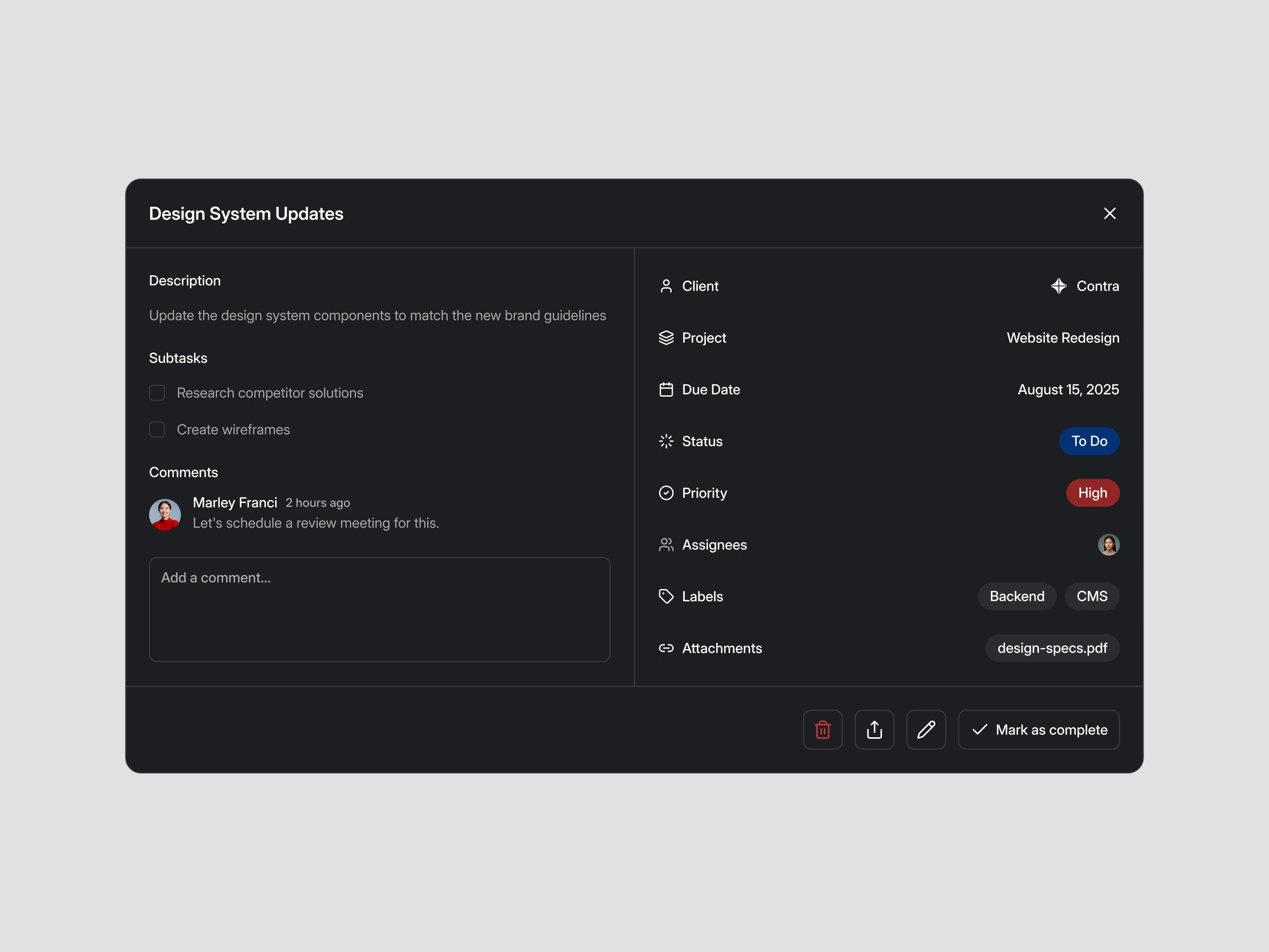 Task Dark Mode