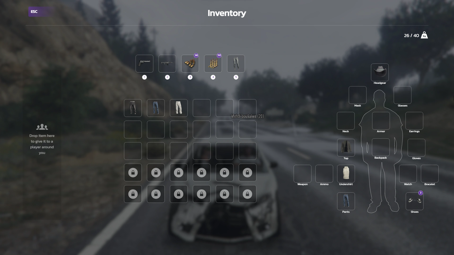 Advanced inventory system with weight system, player clothing management, and more.