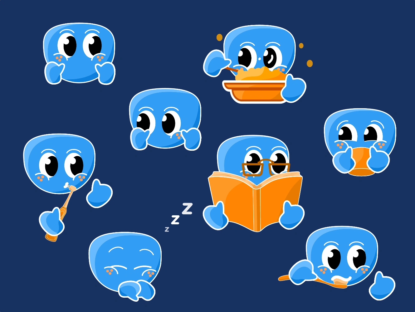 Many faces of Buddy (created with Sketch app)