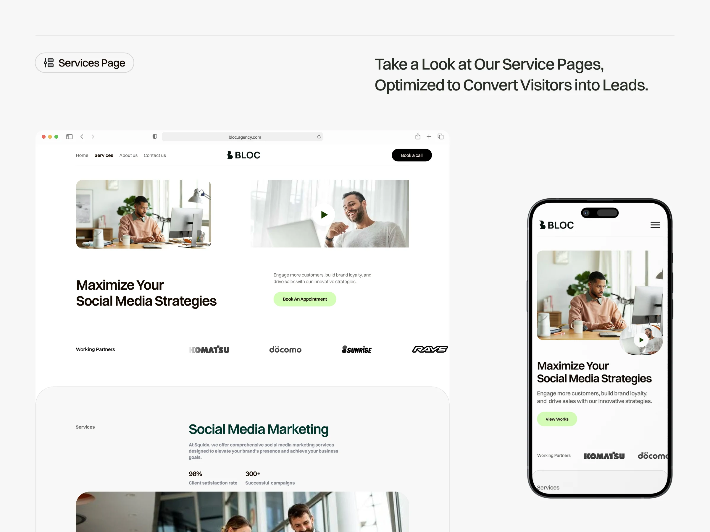 Service page for Bloc