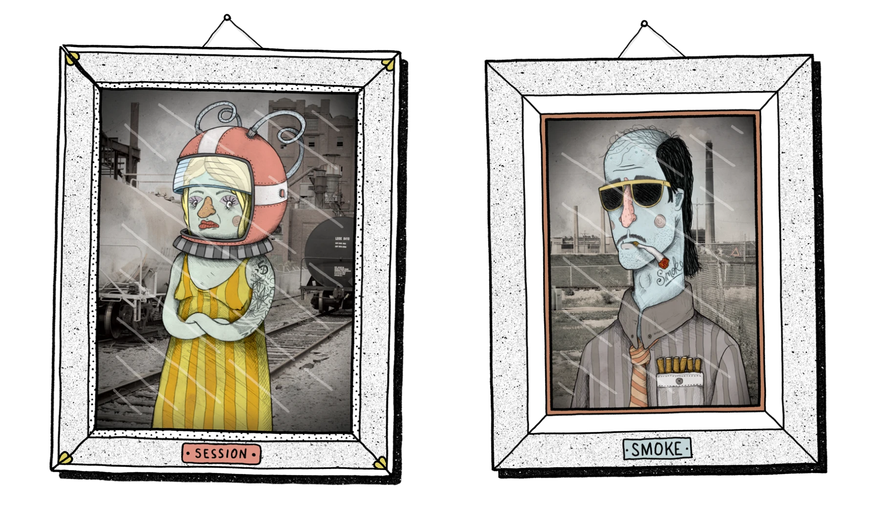 Character design for "Session" and "Smoke" beer categories.