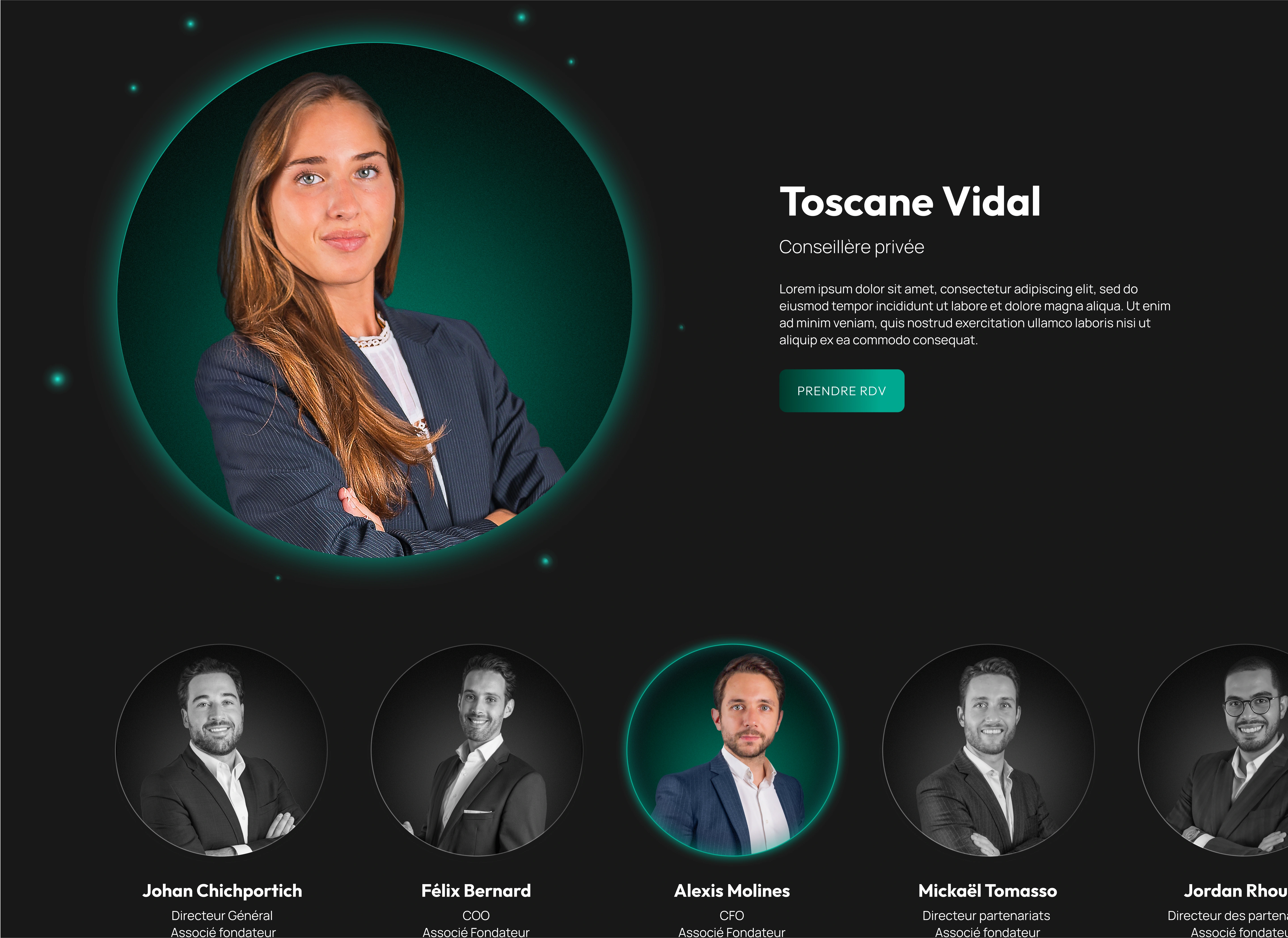 Horizontal-scroll CMS section for the Team Page