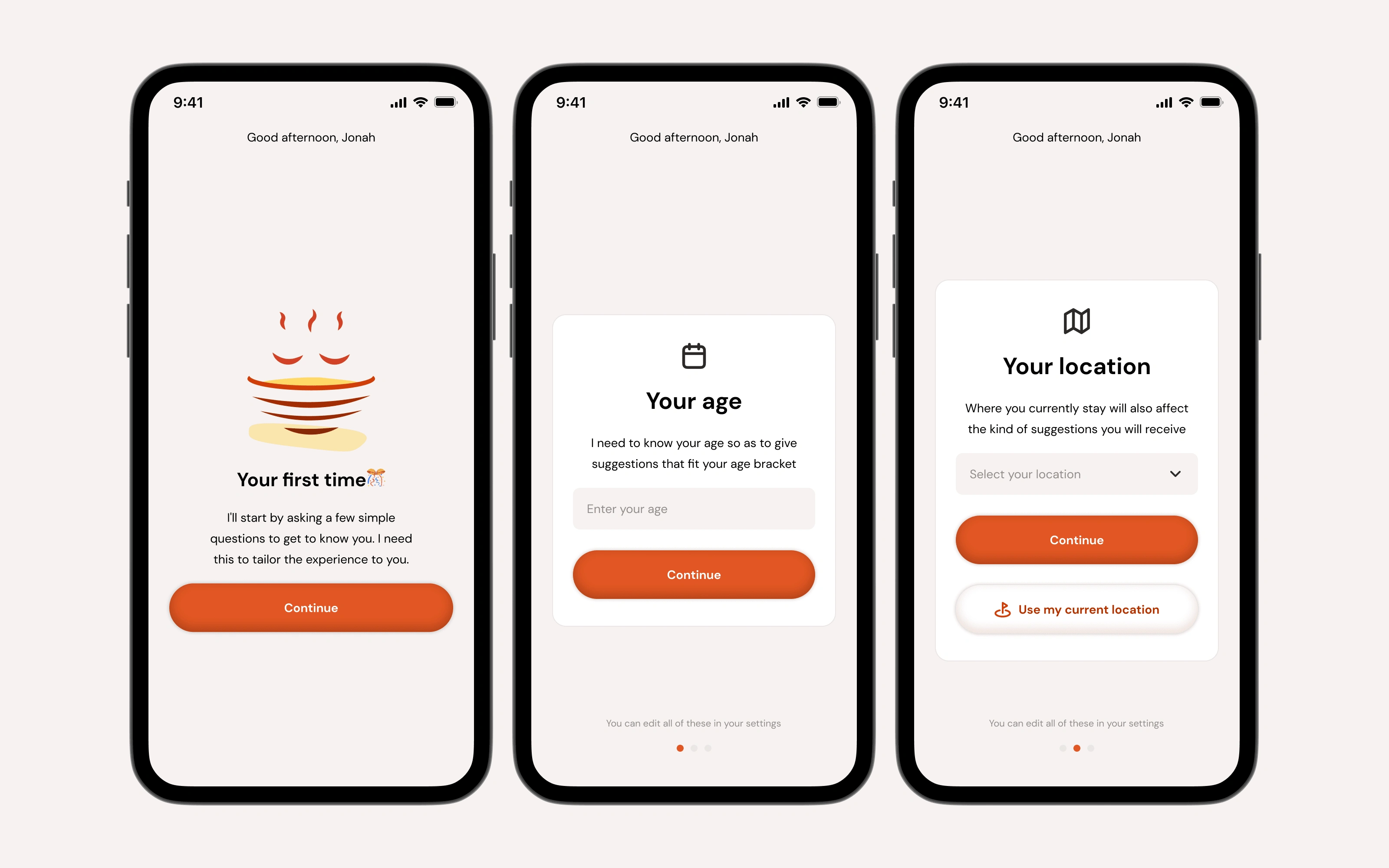 Select preferences for first time use