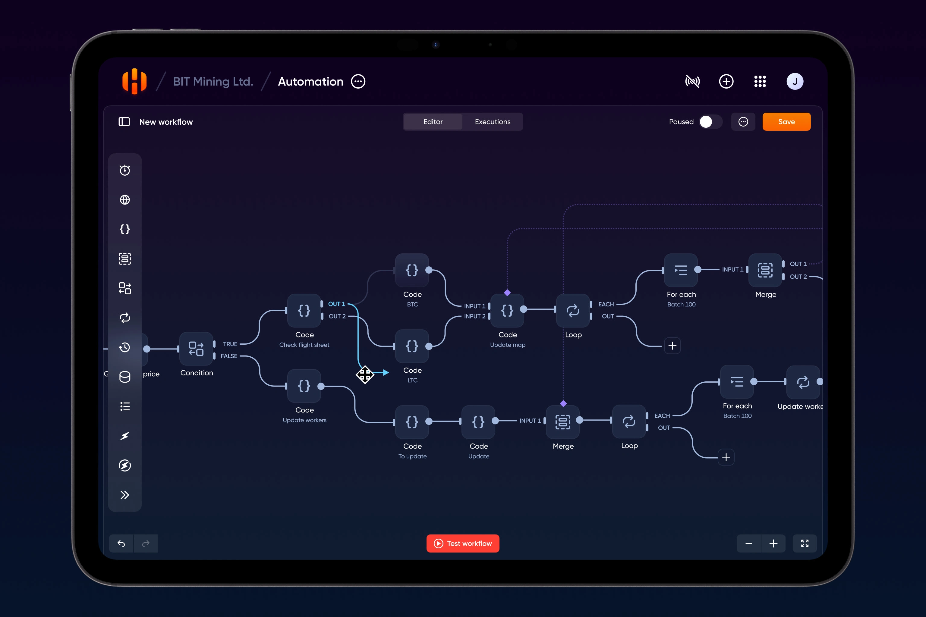 Node-based workflow builder