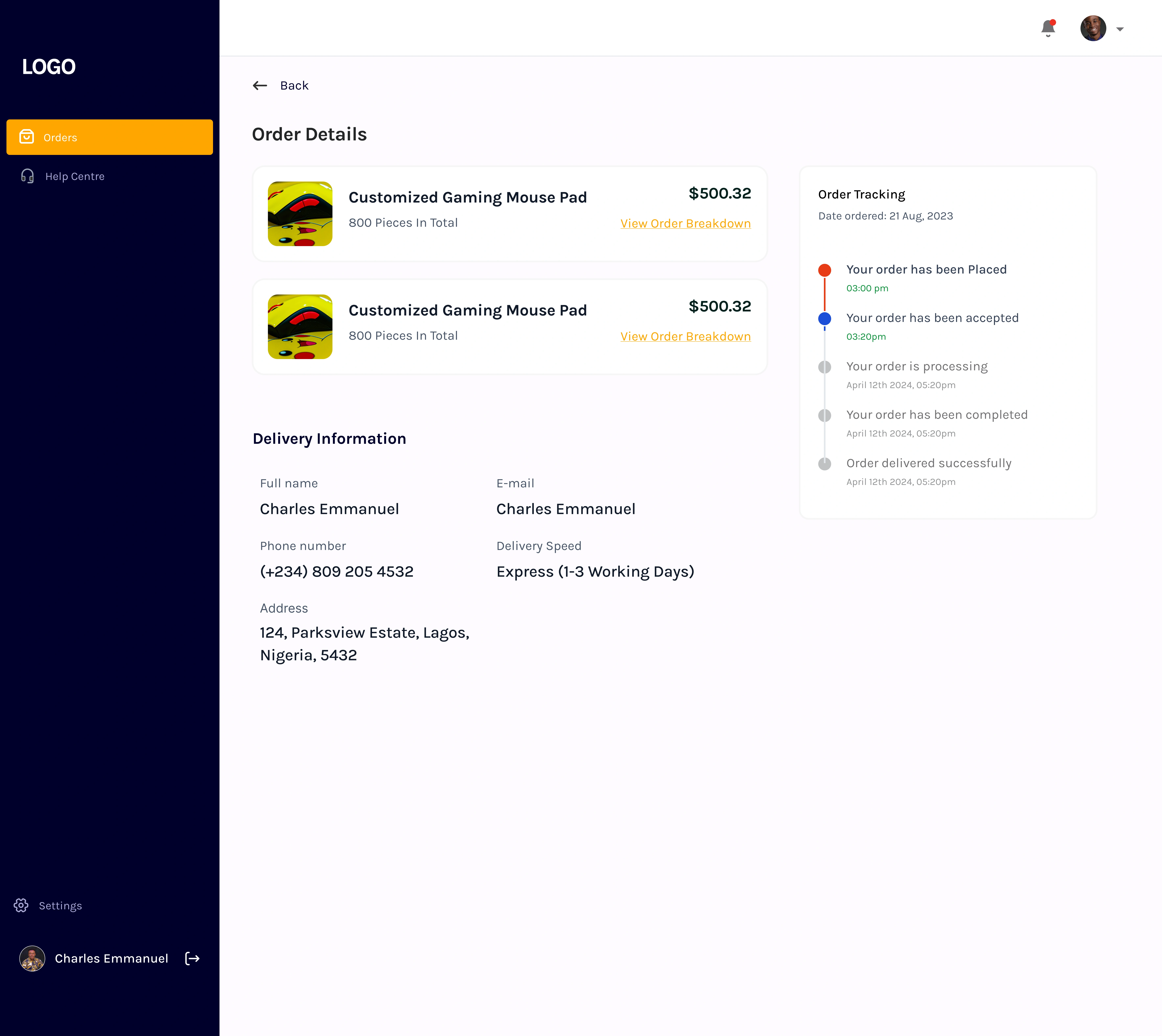 Order Details - Track Order