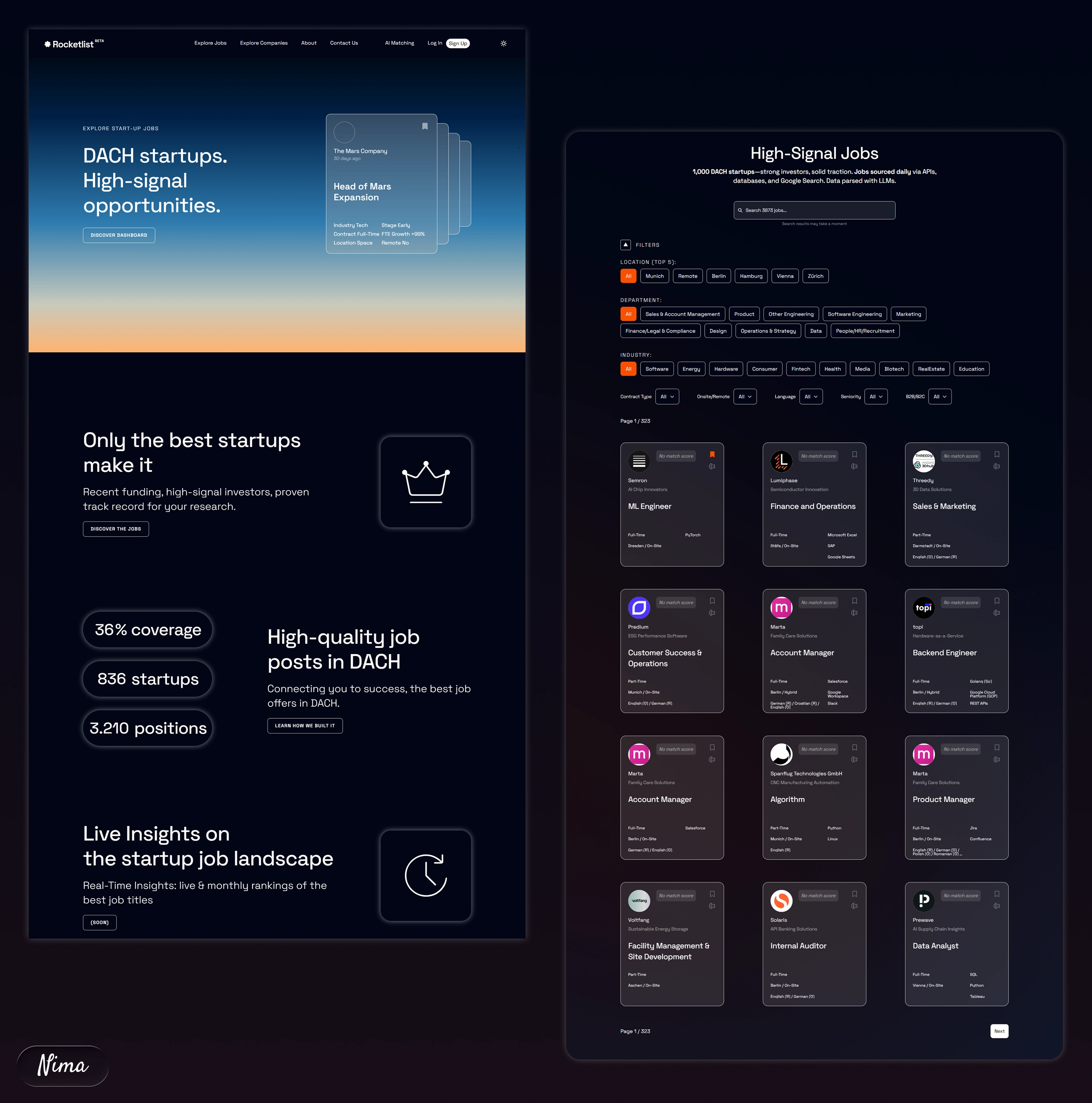 Rocketlist - Home & Explore Jobs Pages