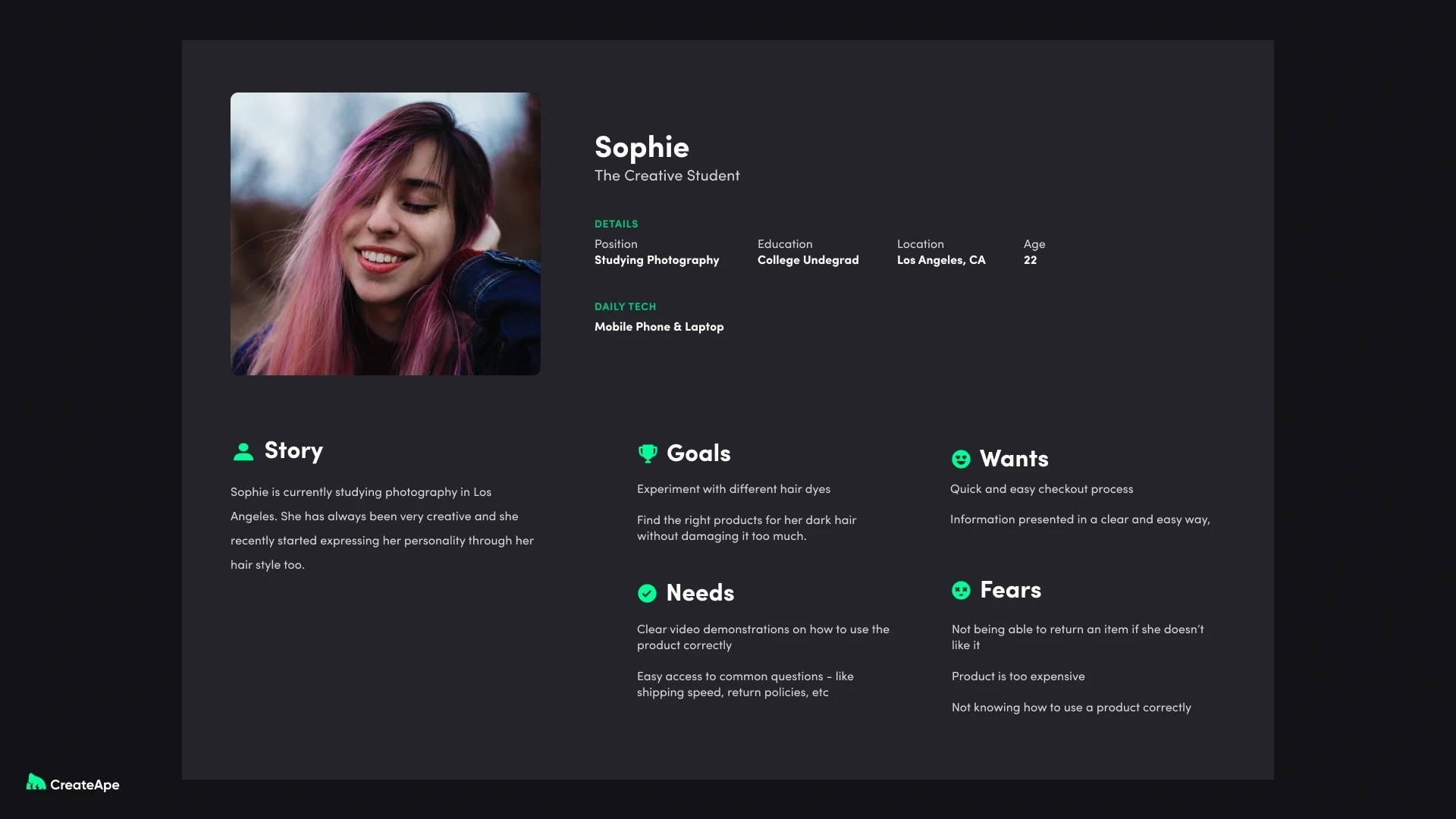 A Manic Panic persona for someone who casually dyes their hair.