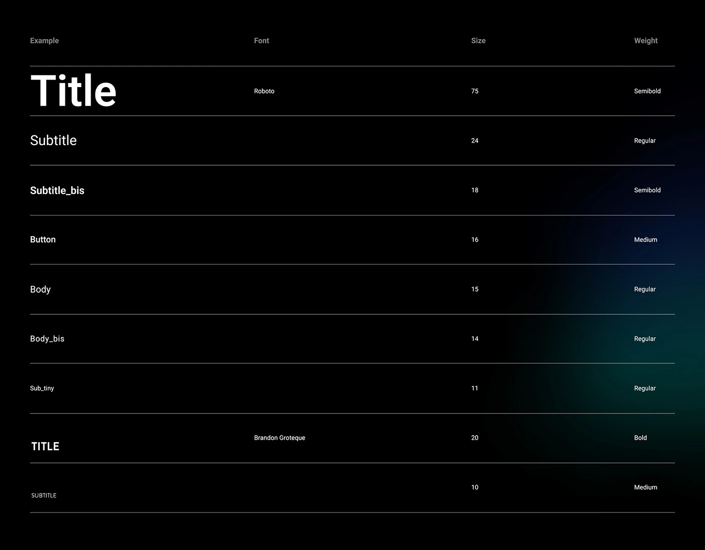 Complete Font Library: Overview of all typefaces selected and implemented across the platform for various content and interface needs.