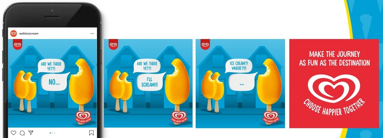 Family-dynamic summer campaign; ice cream solves it all.