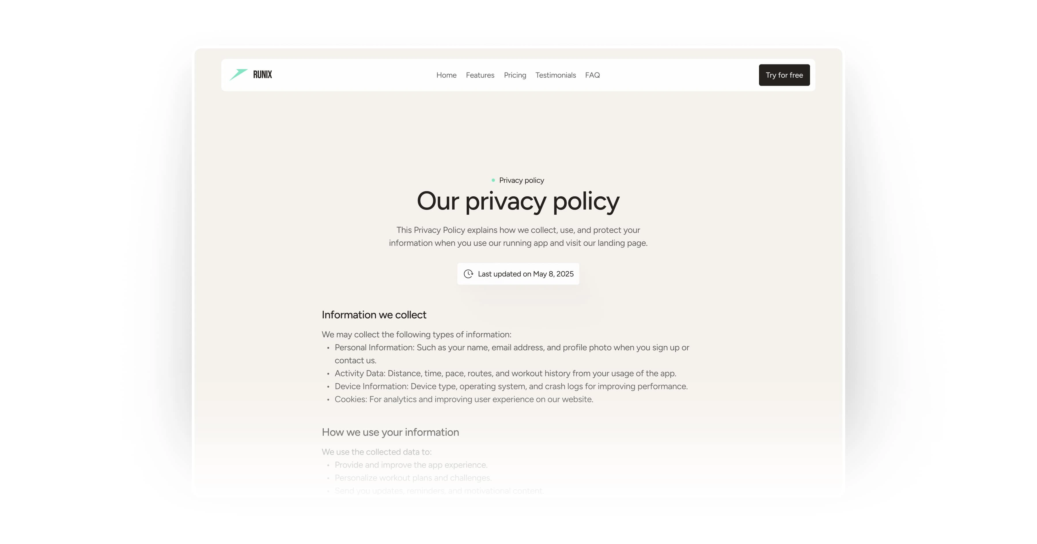 Privacy Policy Page