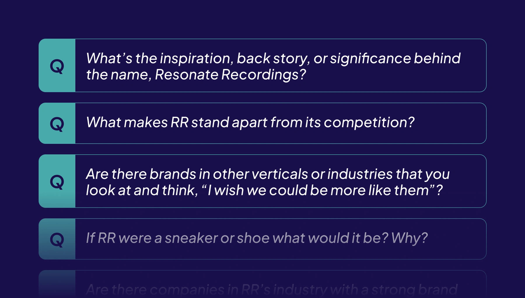 A sample of the interview questions I crafted. With Resonate, this process was conducted entirely asynchronously.