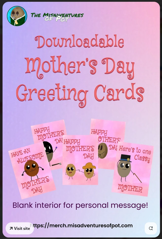 Pin for downloadable Mother's Day cards.