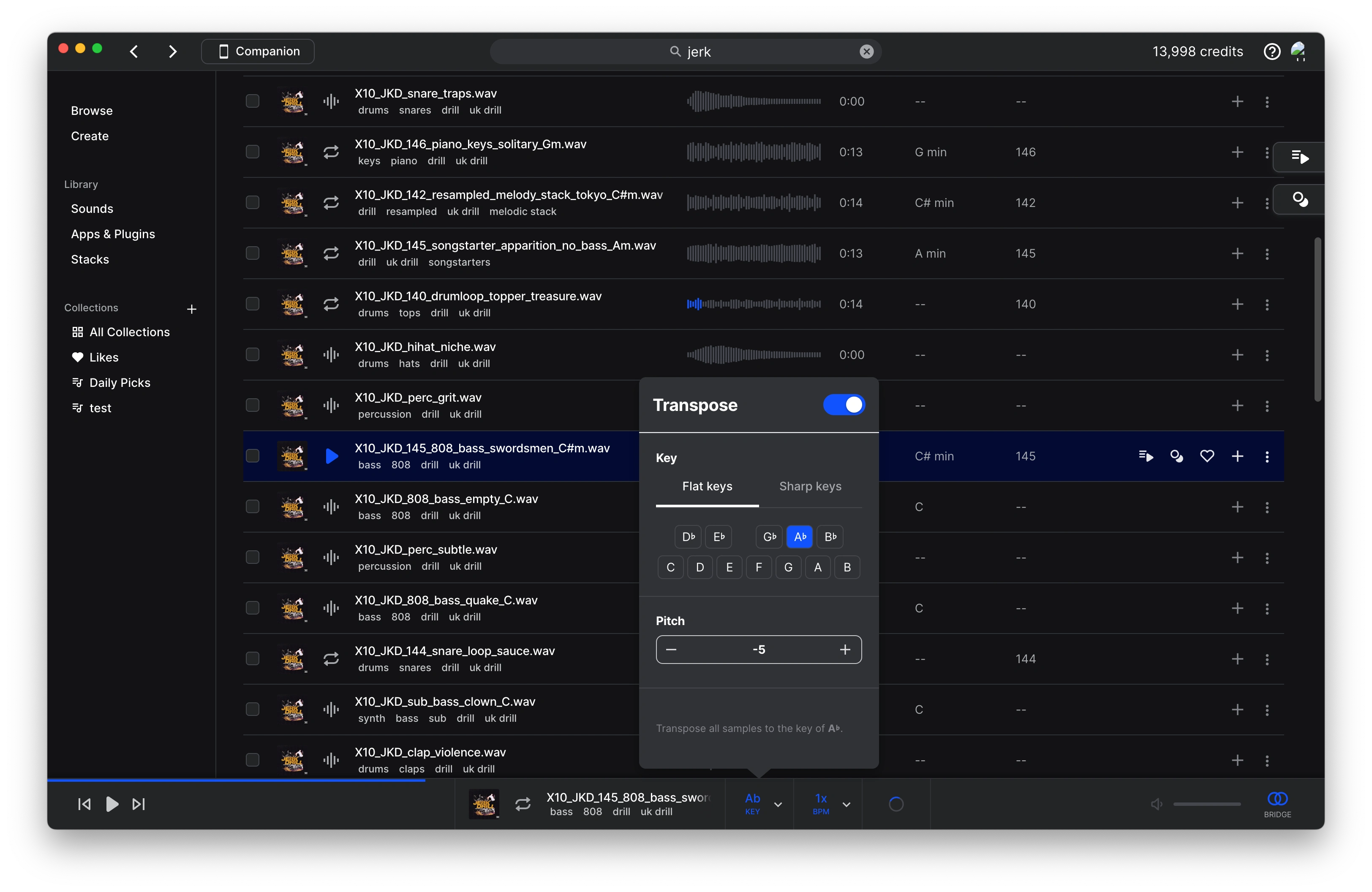Splice Desktop: Transpose Component