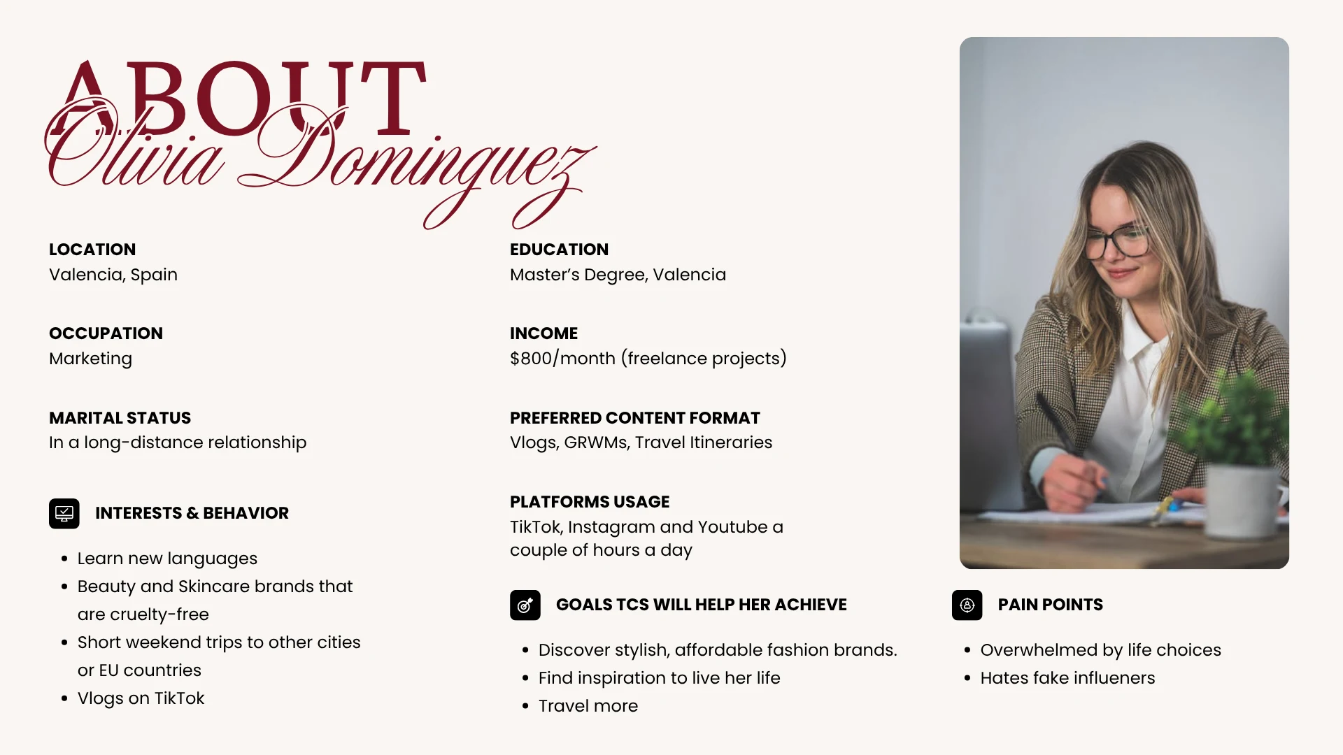 Example of one of the user personas