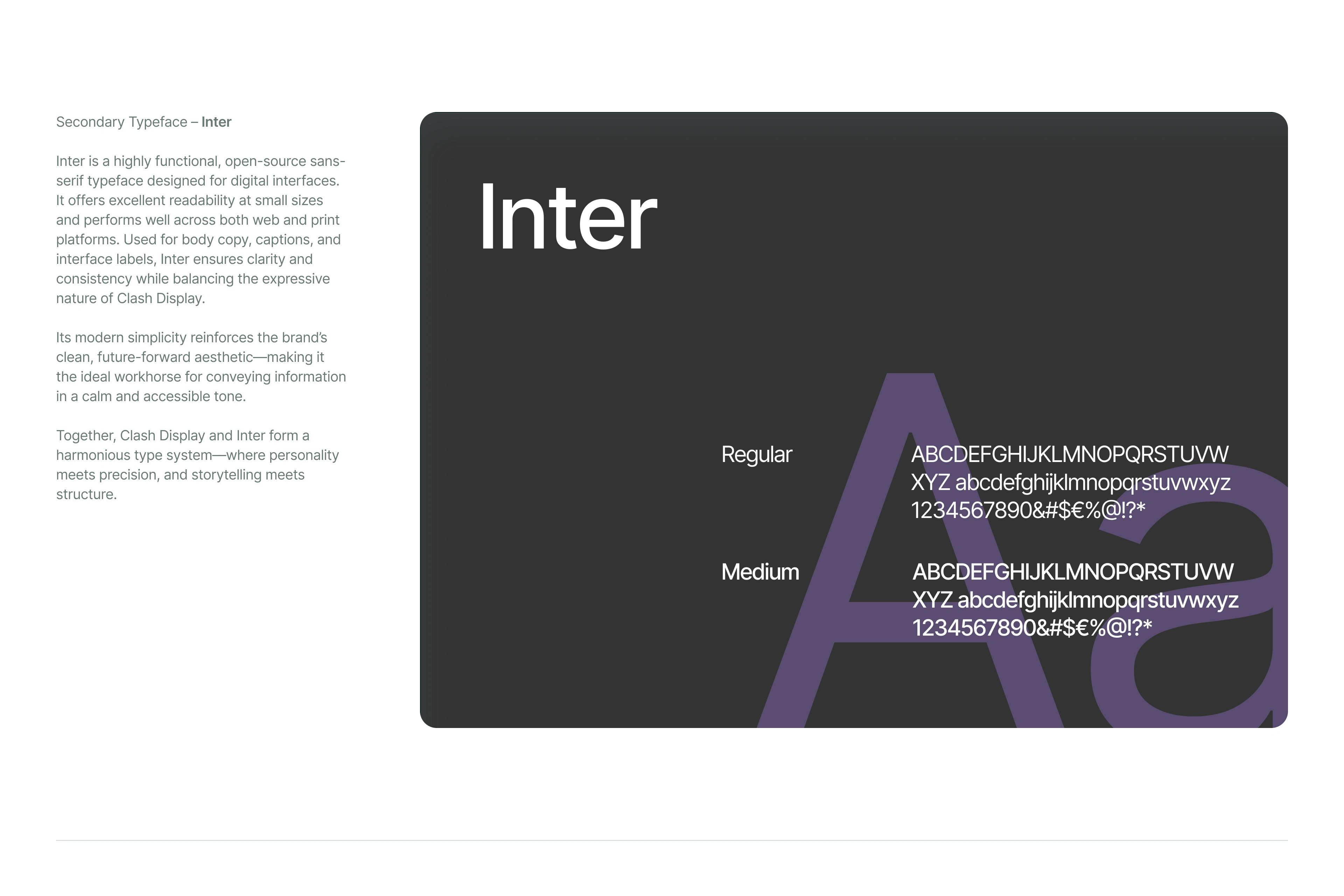 Secondary typeface - "Inter"