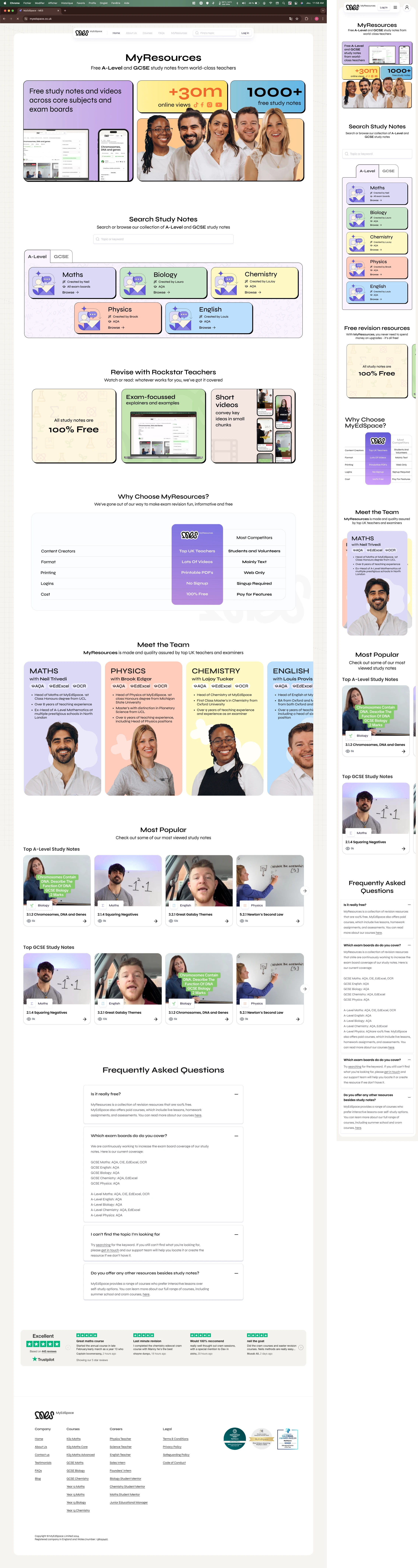 MyEdSpace - Web and Mobile Landing Page
