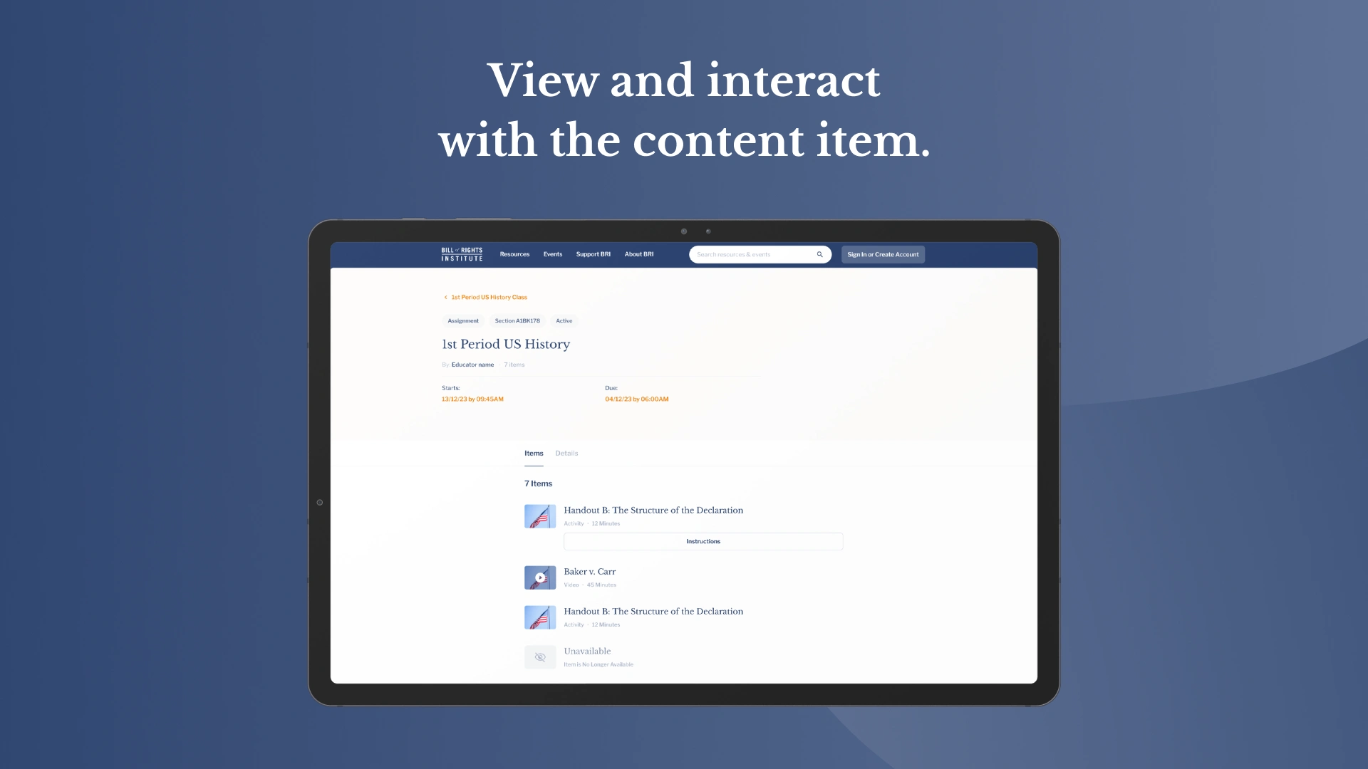 App Store Screenshot: View And Interact With The Content Item