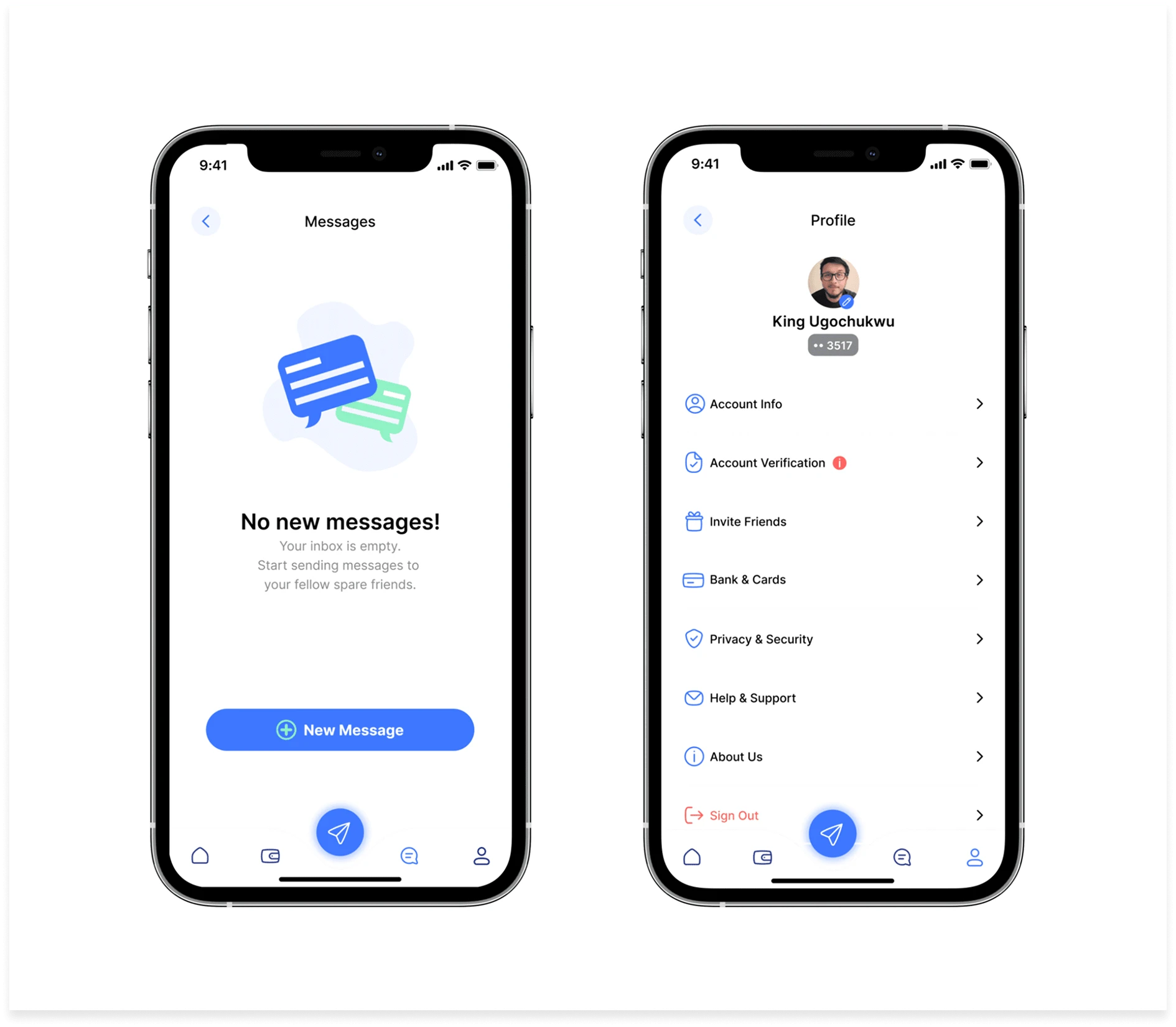 Messages & Profile Screen