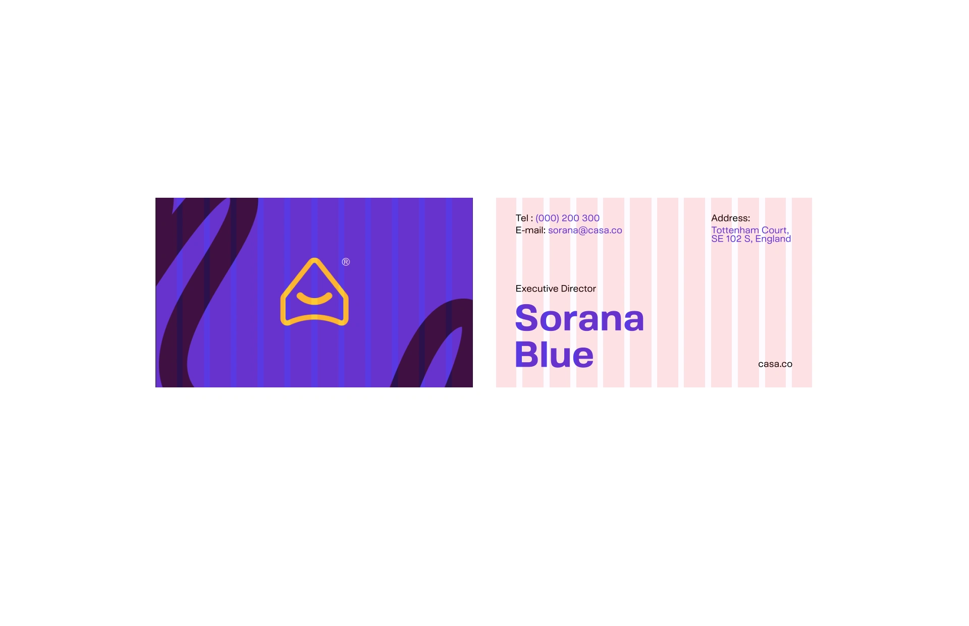 Business card design grid for the brand Casa