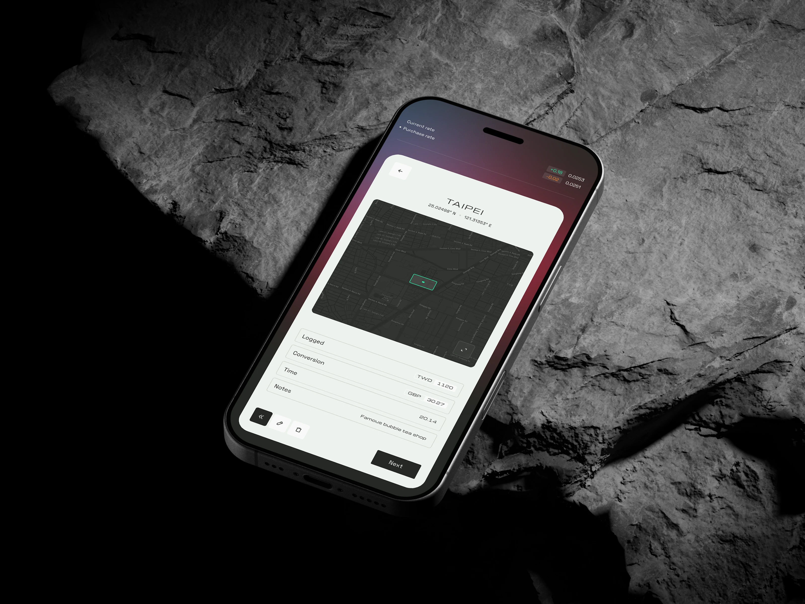 Lumina logged rates / App design 