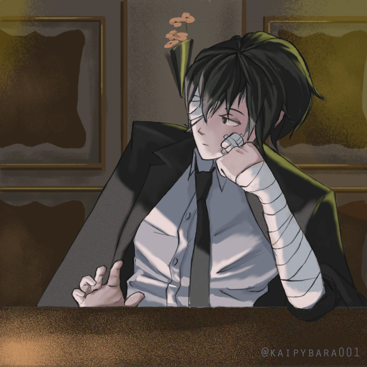 Dazai in the Port Mafia from Bungou Stray Dogs. Software used: Adobe Photoshop