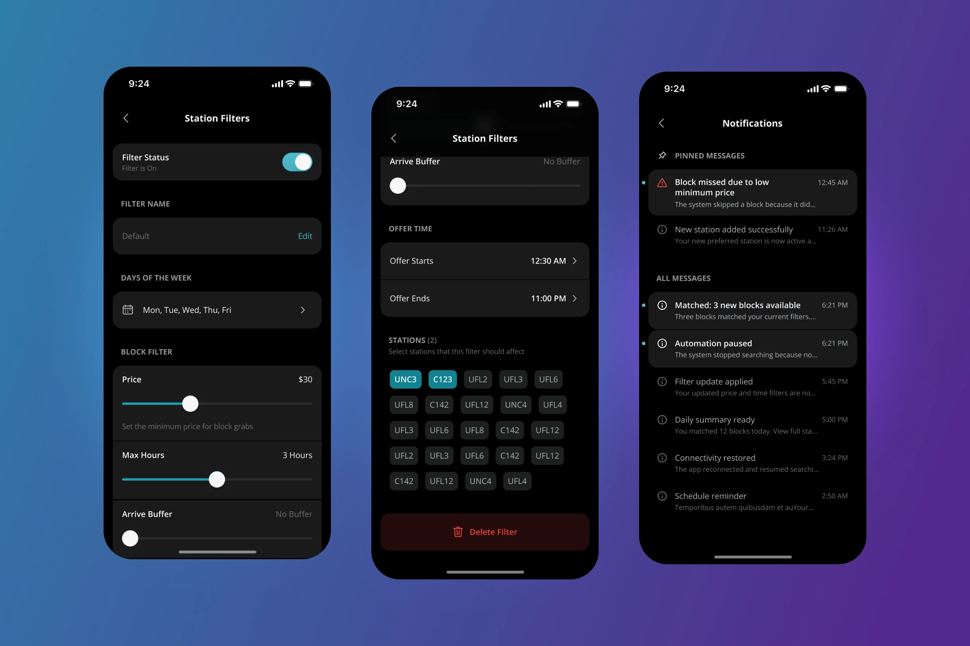 Filters & Notifications
