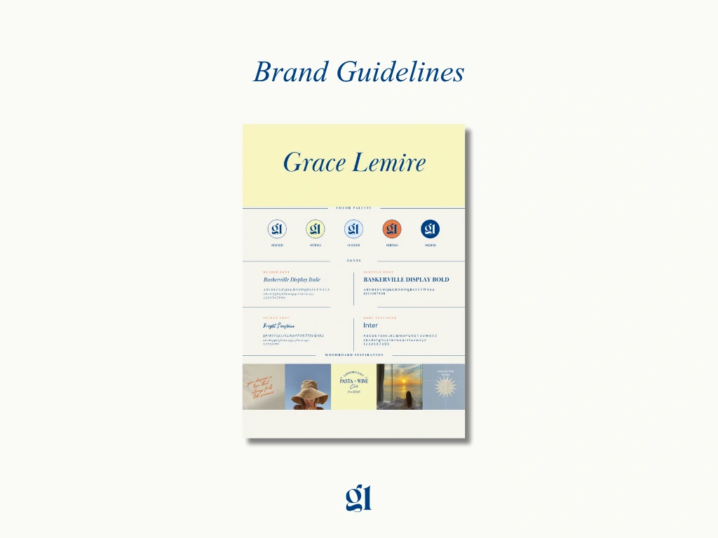 Developed a mini brand style guide to keep her branding consistent