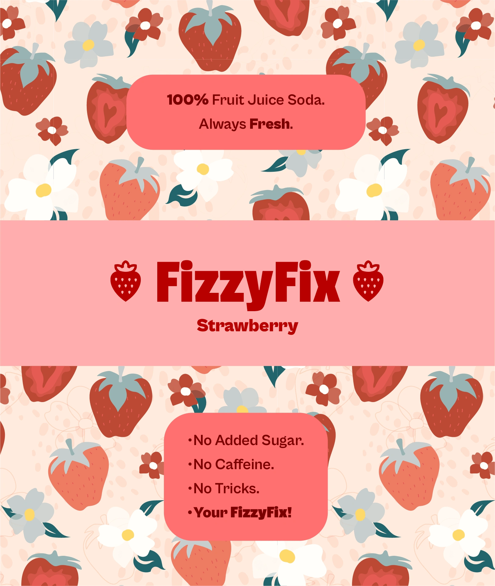 Strawberry Flavour Aluminium Can Packaging Design