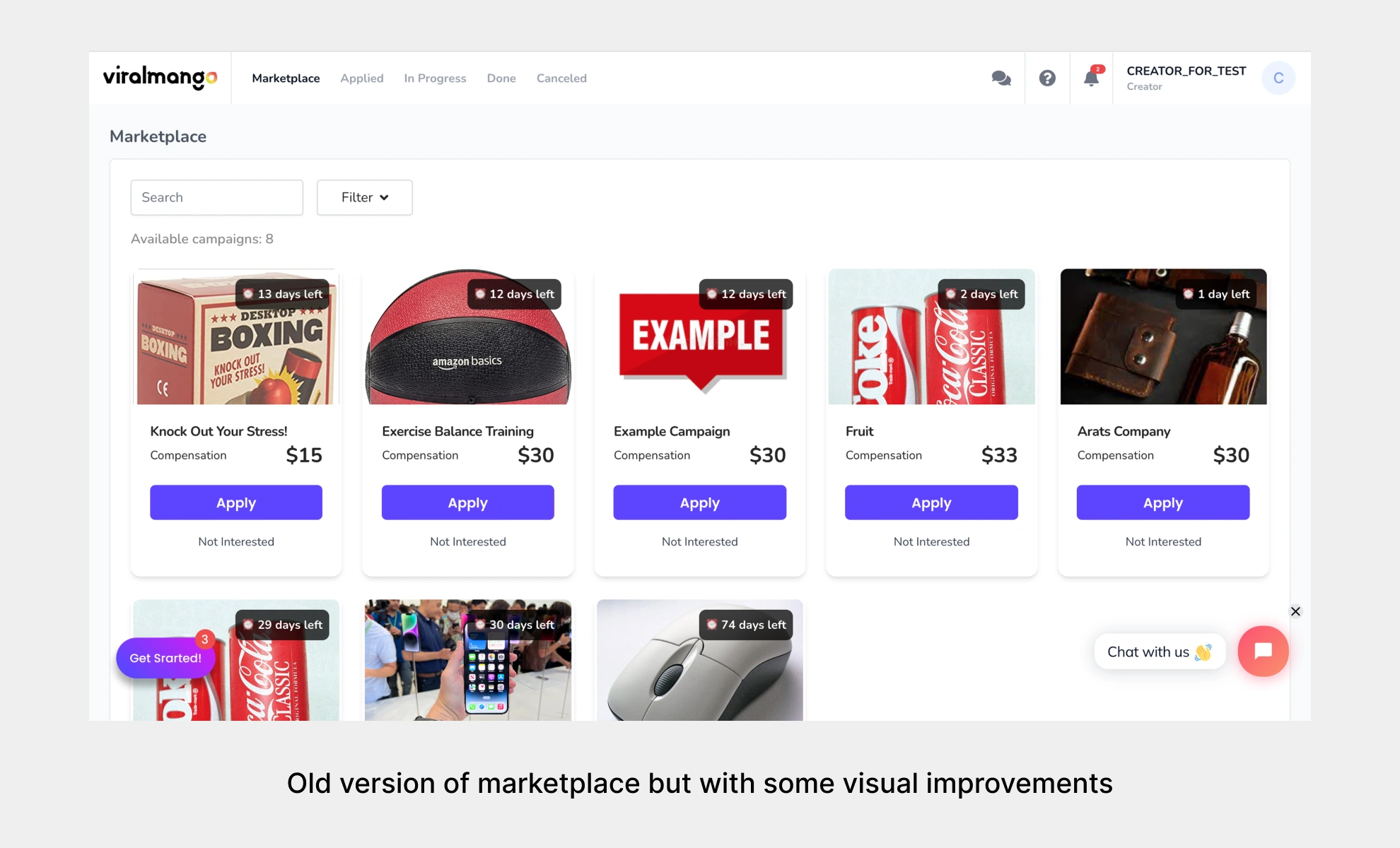 Marketplace design change log
