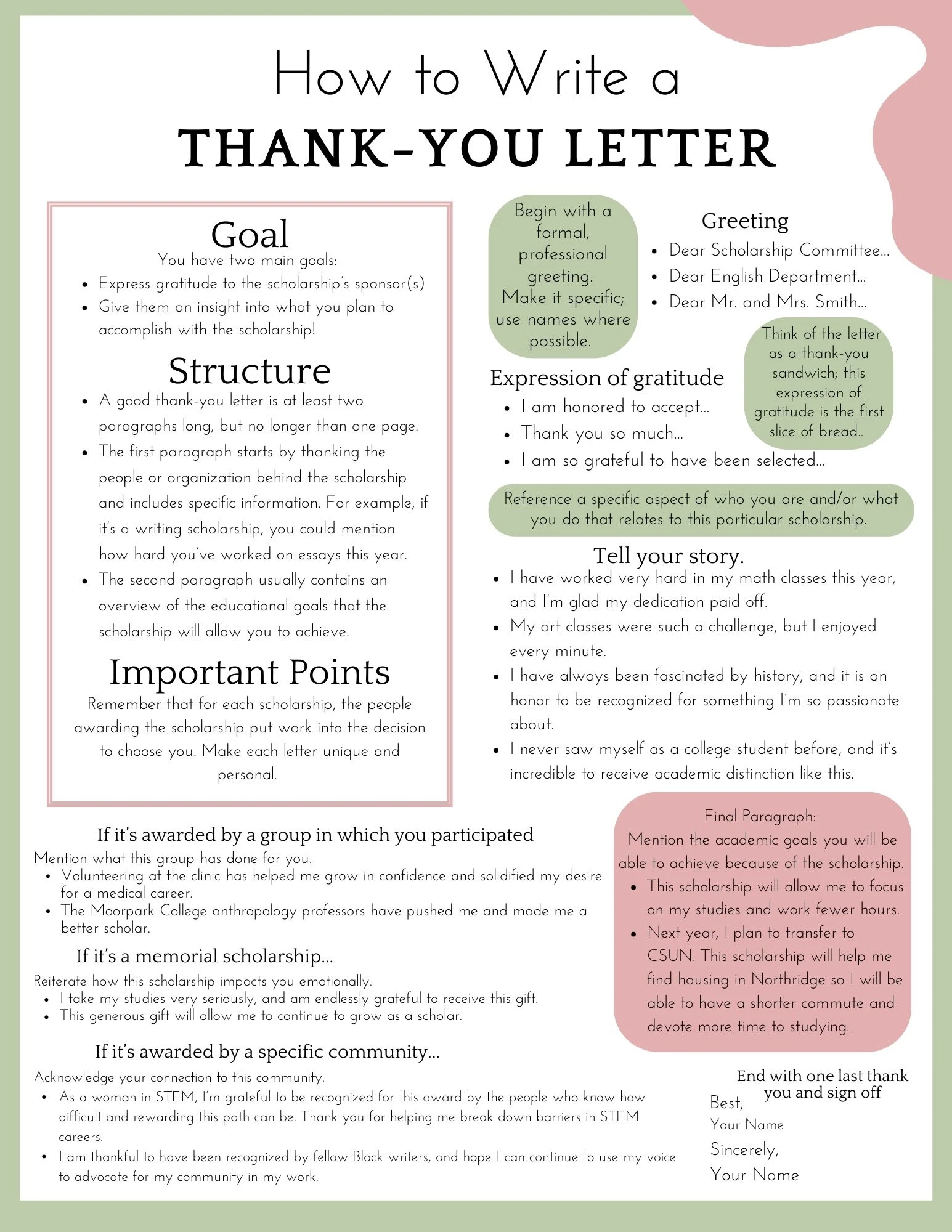 Thank-you letterflyer design (Screenreader-friendly version in the caption of the bottom image)