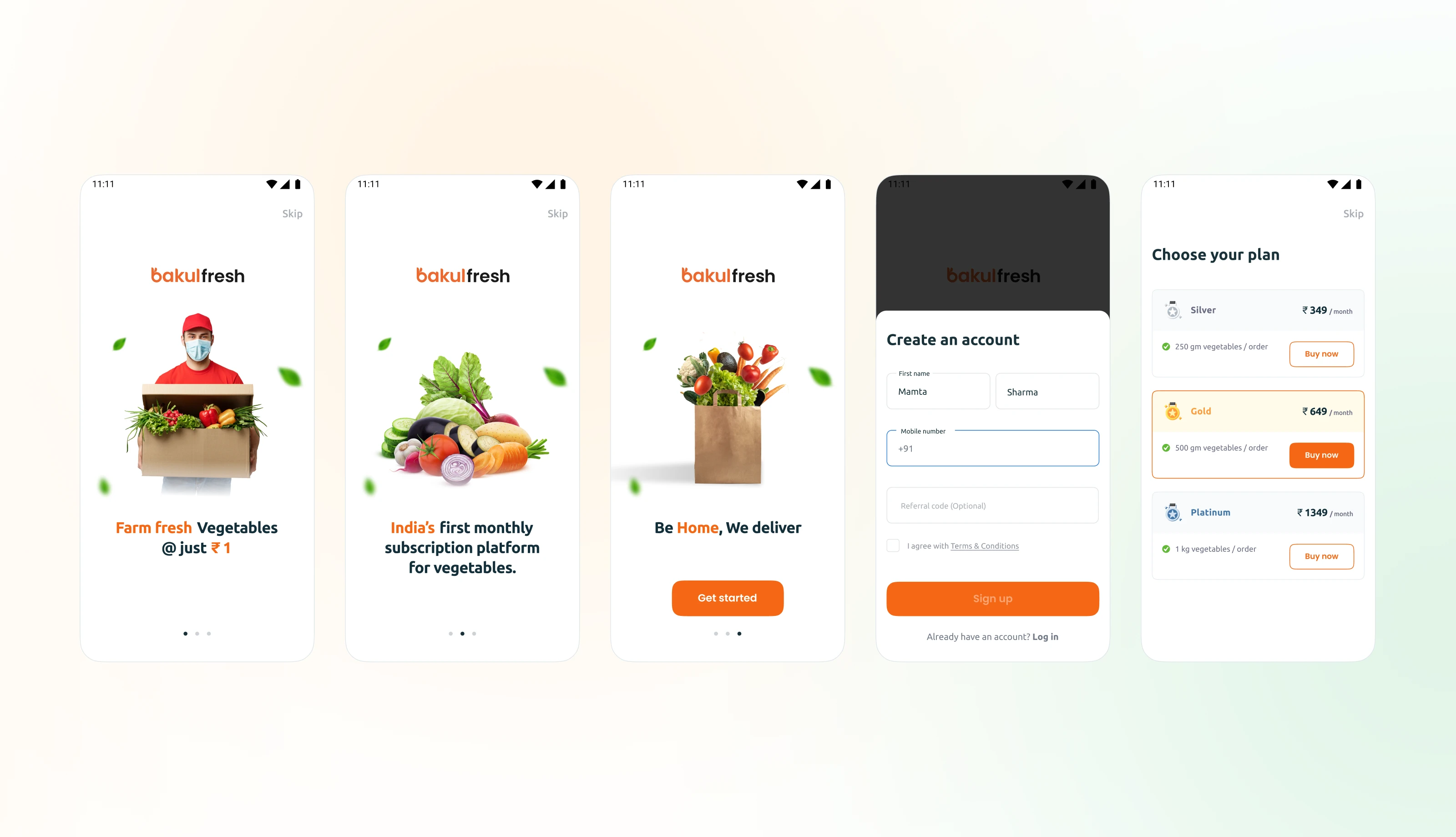 App onboarding screens