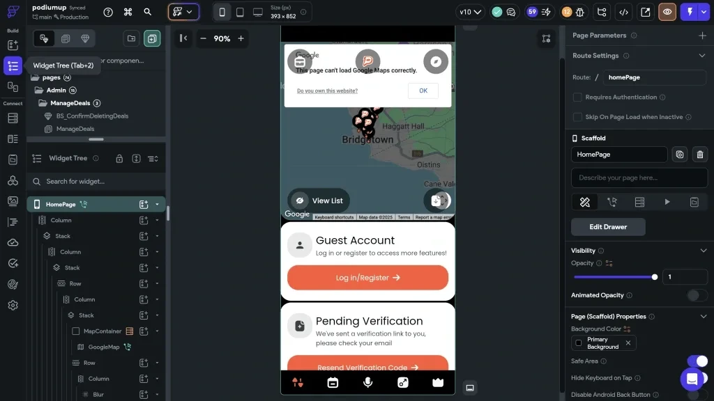 podiumup being developed in FlutterFlow by InfiniteUp