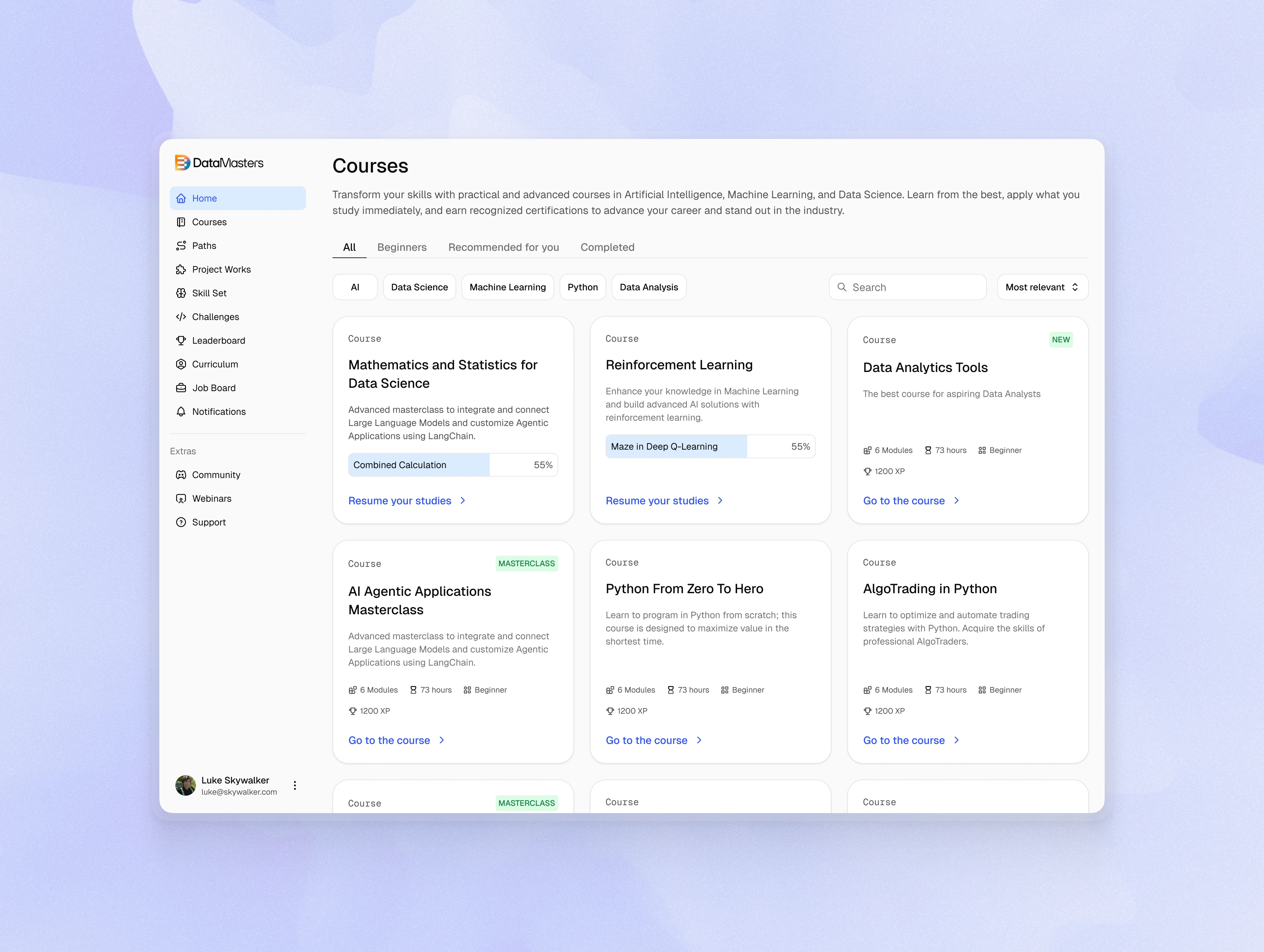 Courses — light mode