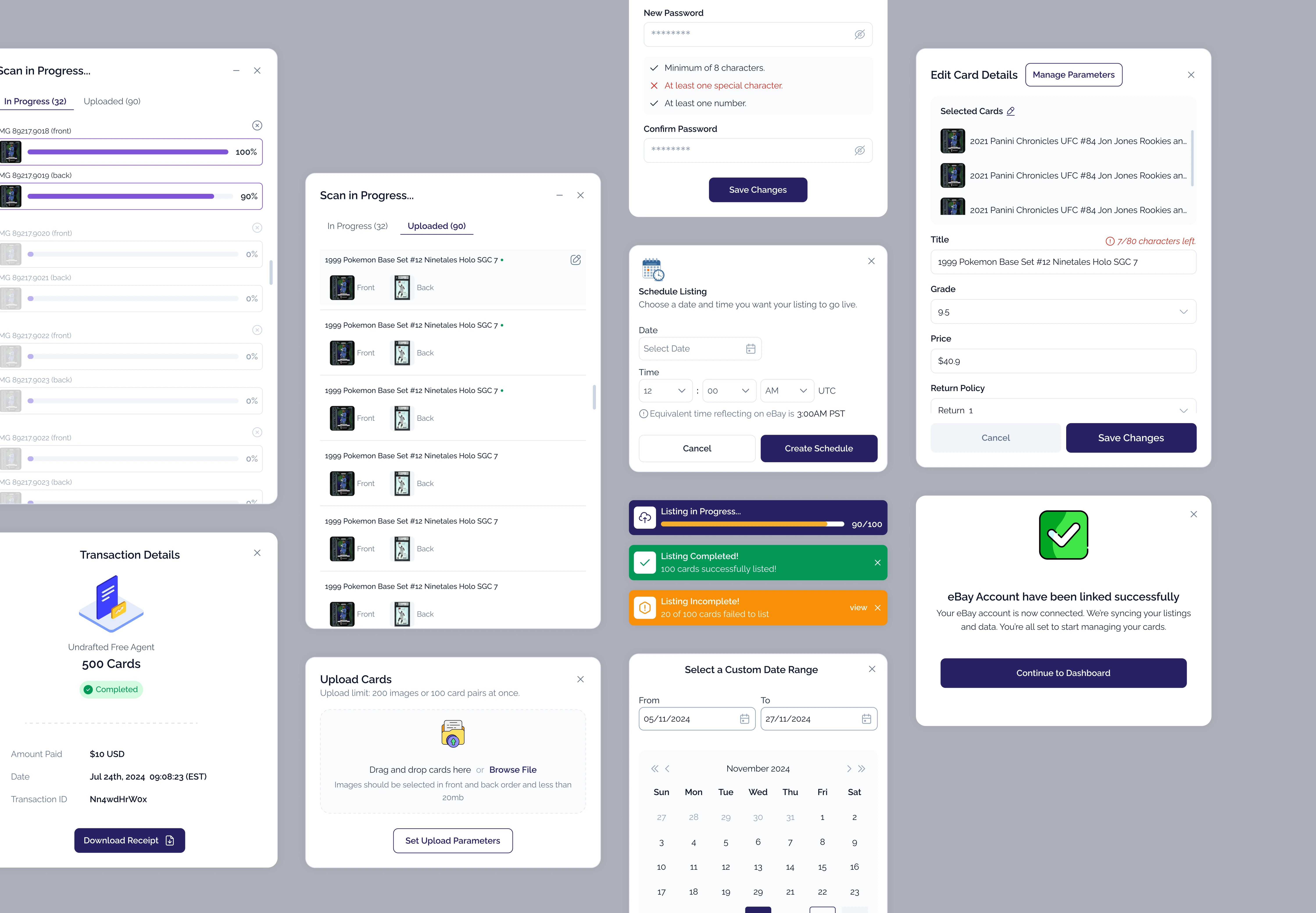 Some of the components I designed for the projects