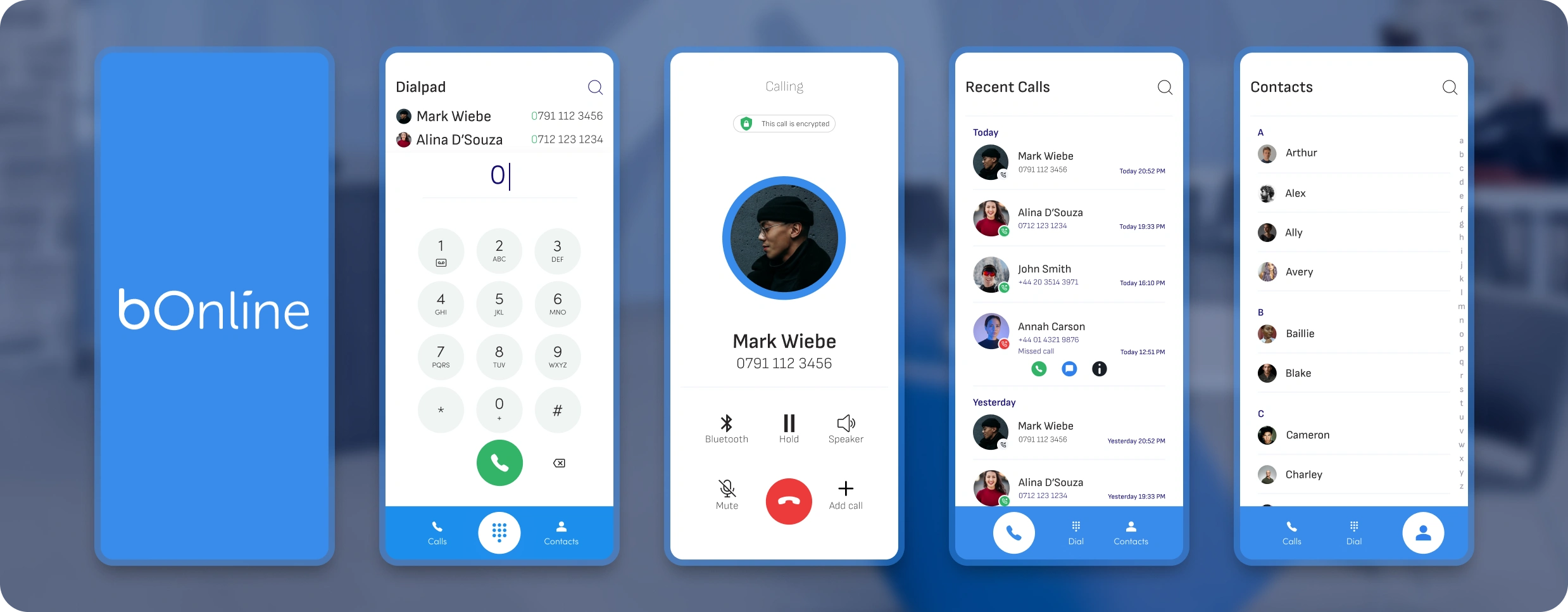 High Fidelity Designs for bOnline VoIP App