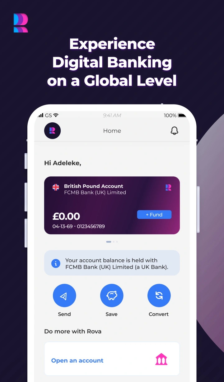 App Store Screenshot: Experience Digital Banking On A Global Level