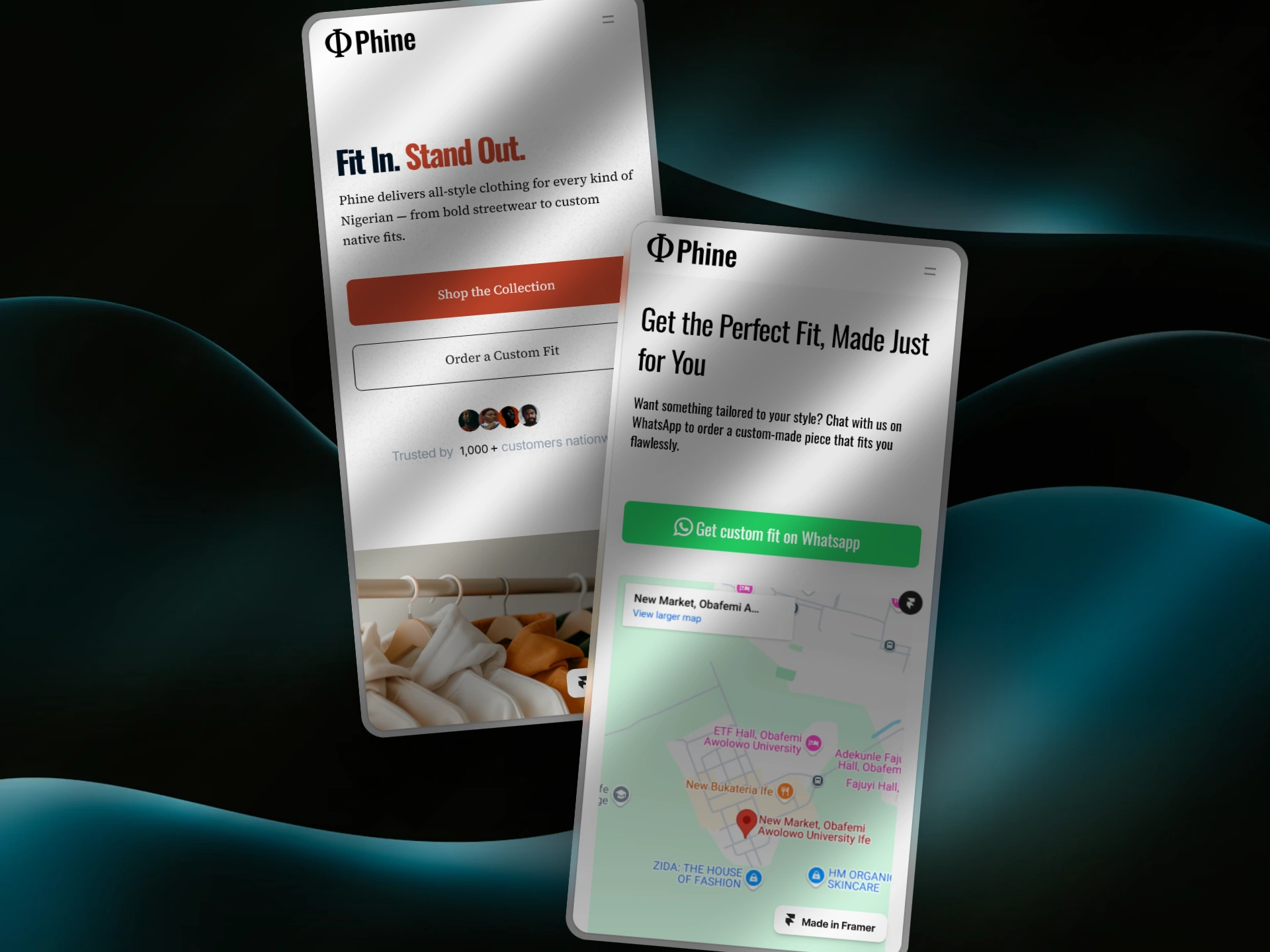 Responsive mobile view of the website