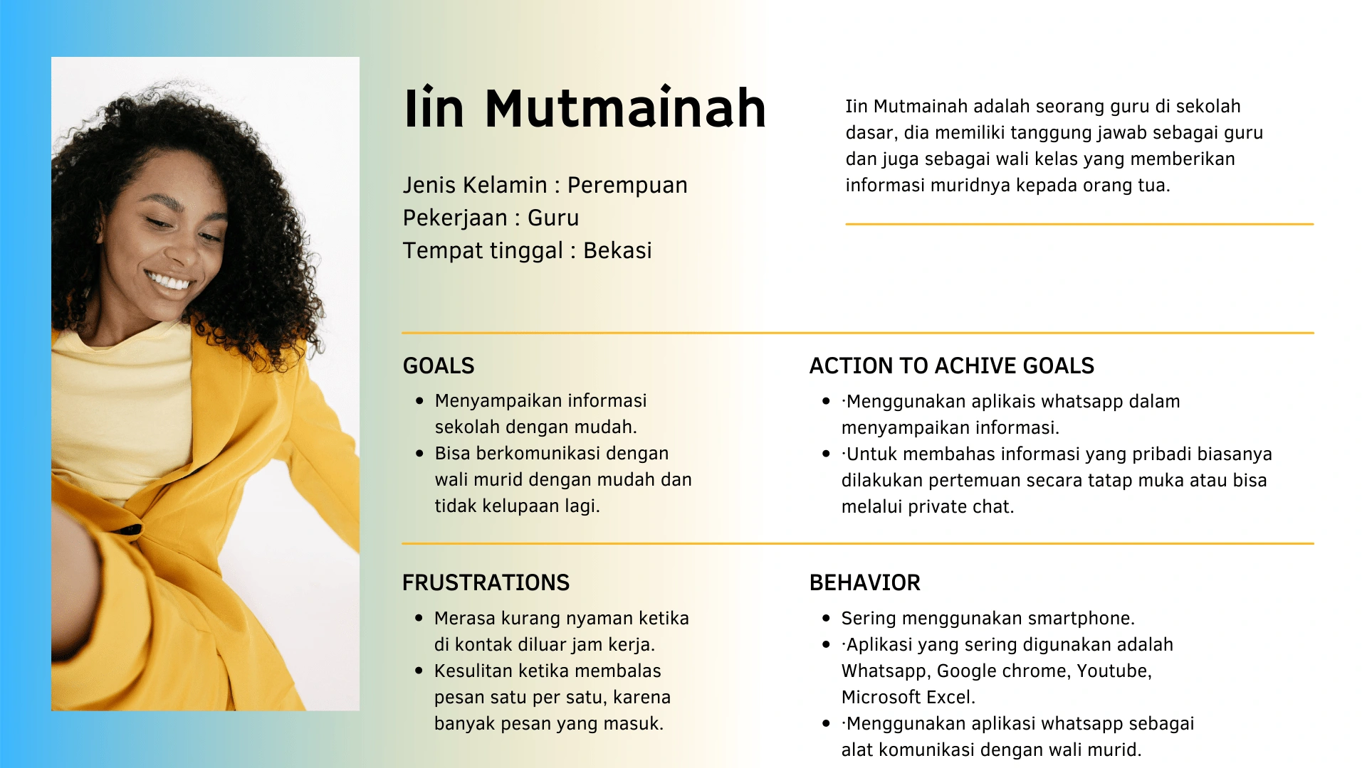 User Persona of Teacher