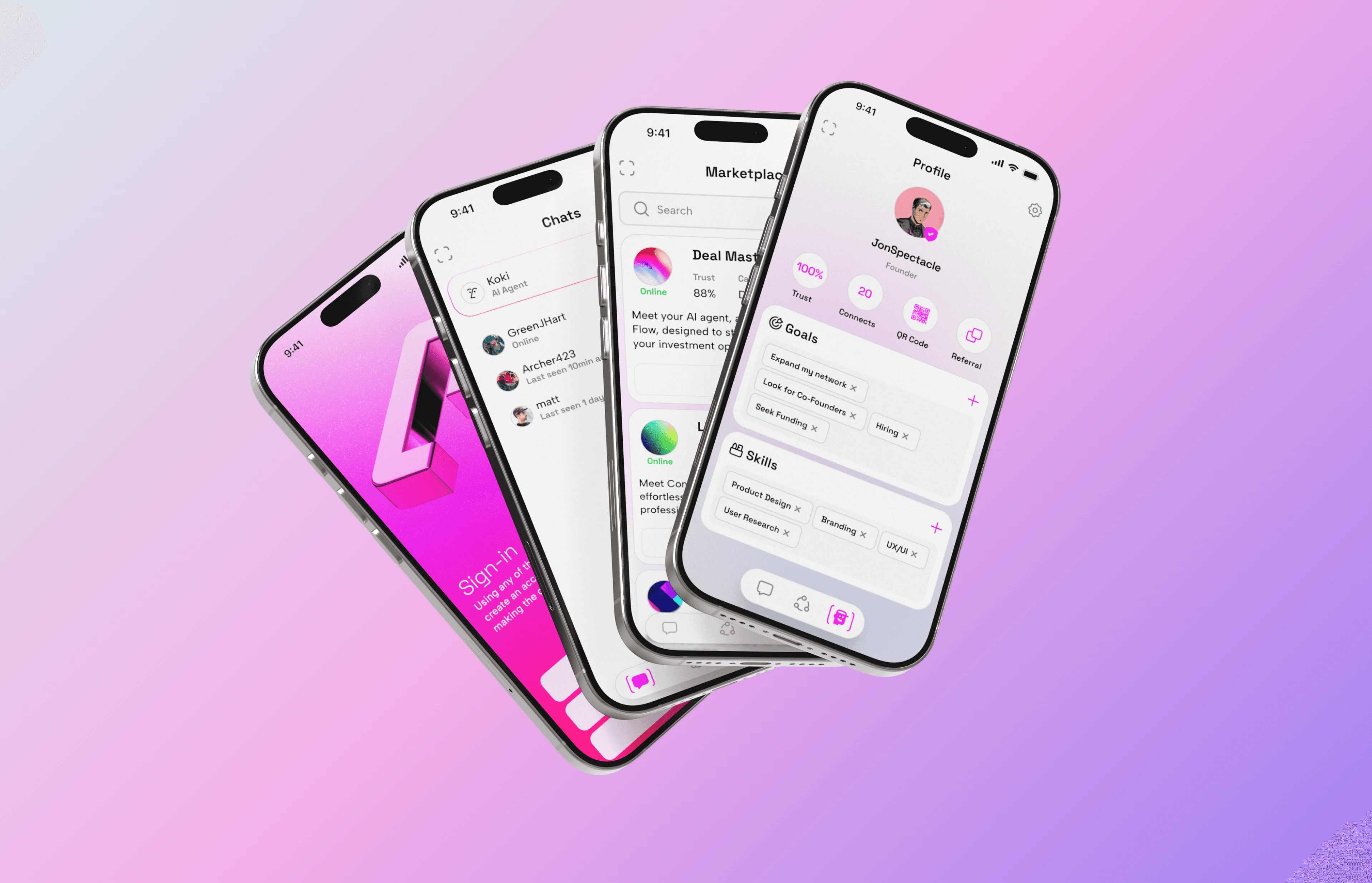 Koki mobile app mock up on phones