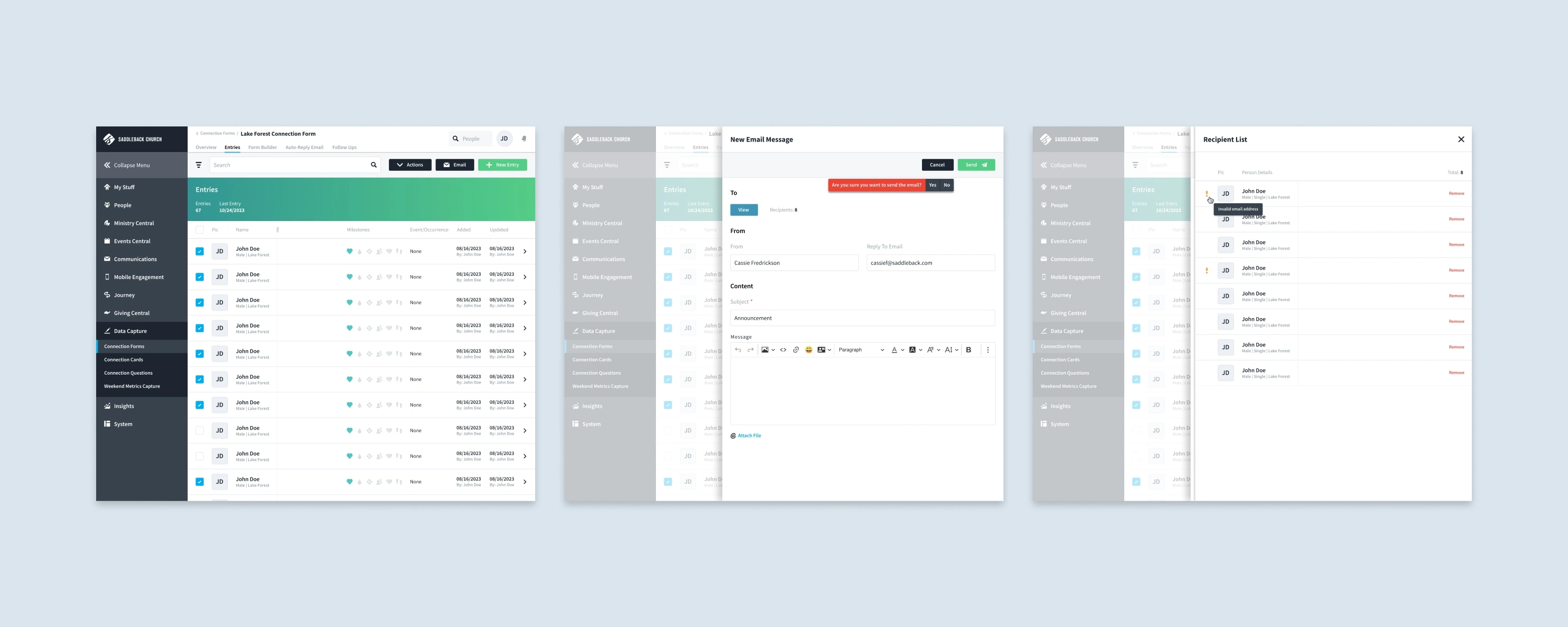 Connection form management with Communications feature