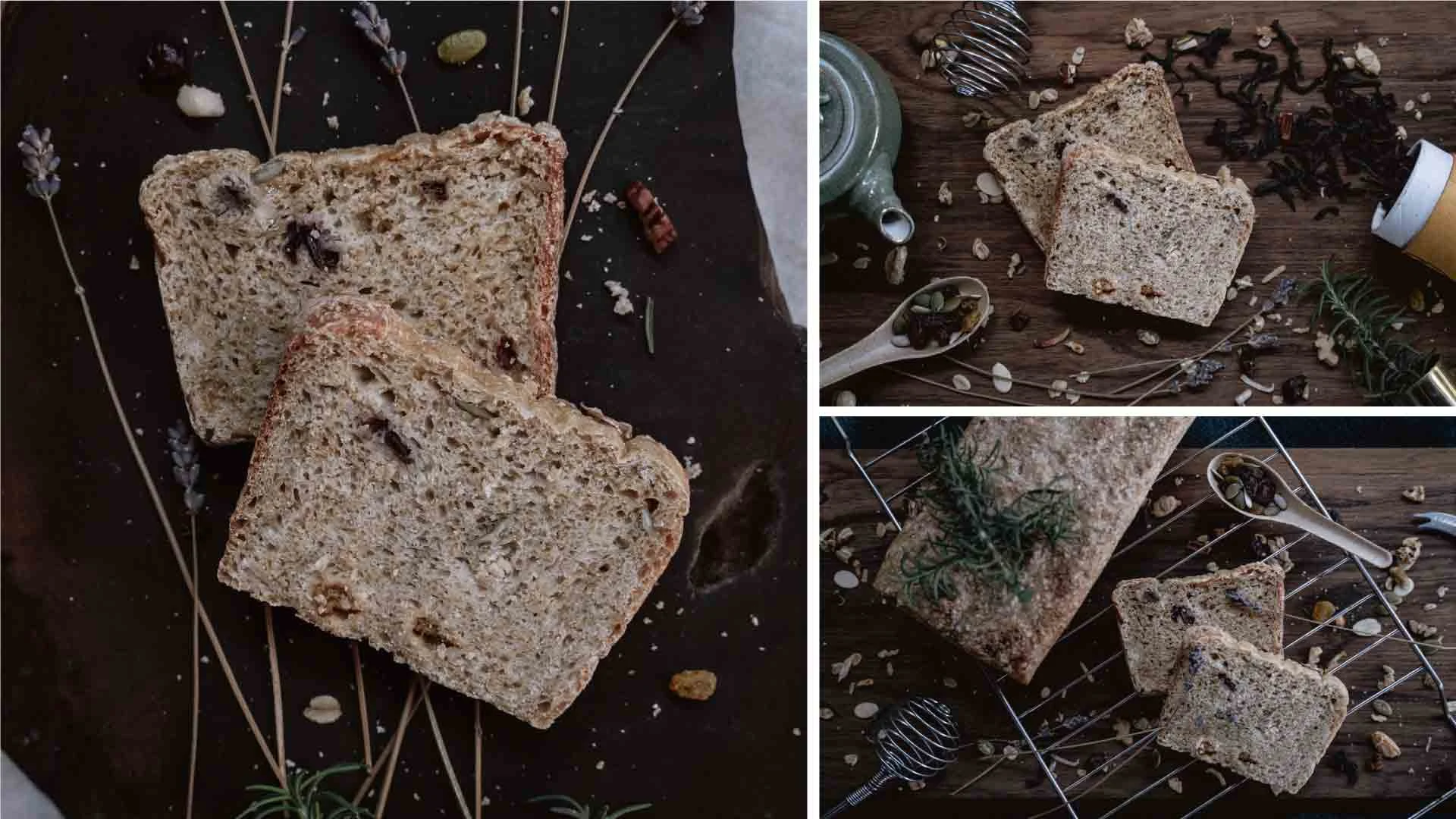 Product photography capturing the texture of the bread.
