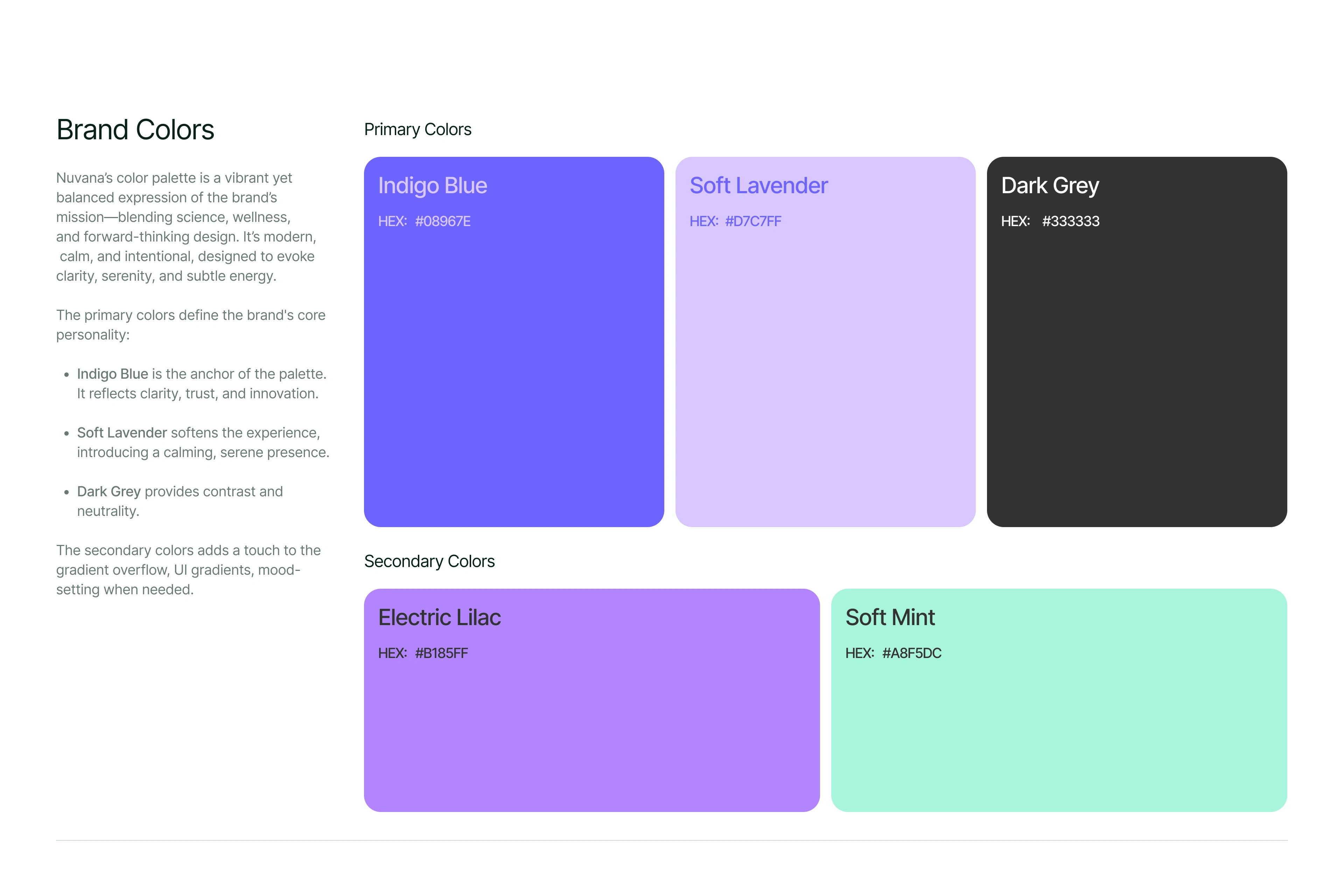 Color palettes and hex codes