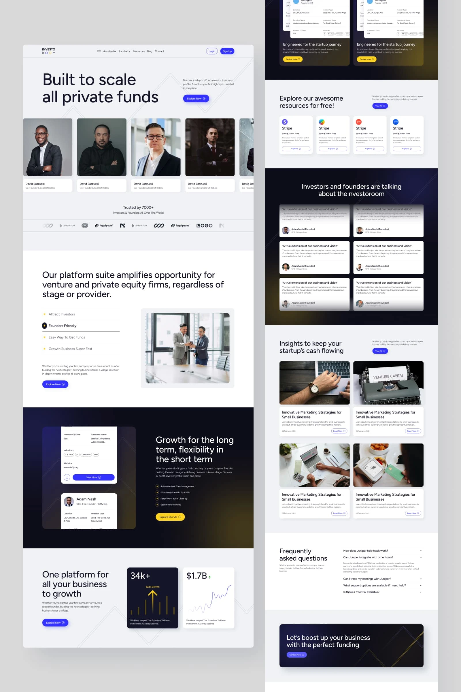 A homepage that speaks to investors — professional, focused, and intuitive.