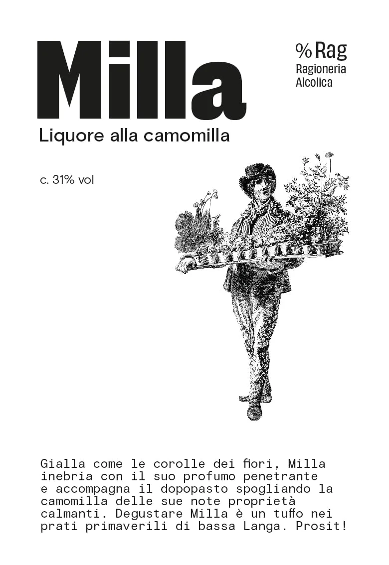 Each liqueur has a name, recalling that of the flowers from which it was born, written in Colophon Foundry's Cru font. The typography, contemporary in appearance, is accompanied by lithography treated in colour to suit the print.
