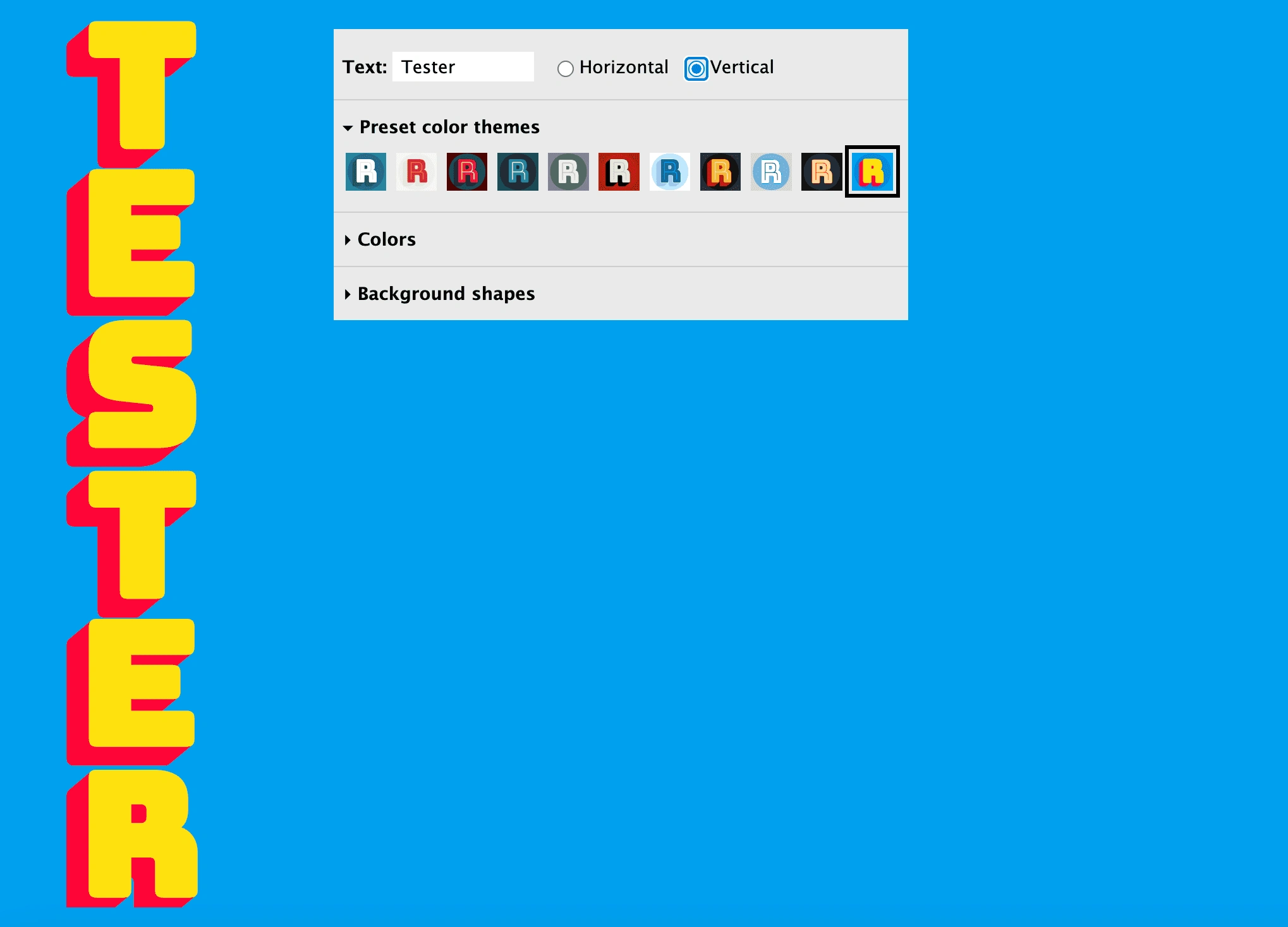 The interface of the Tester