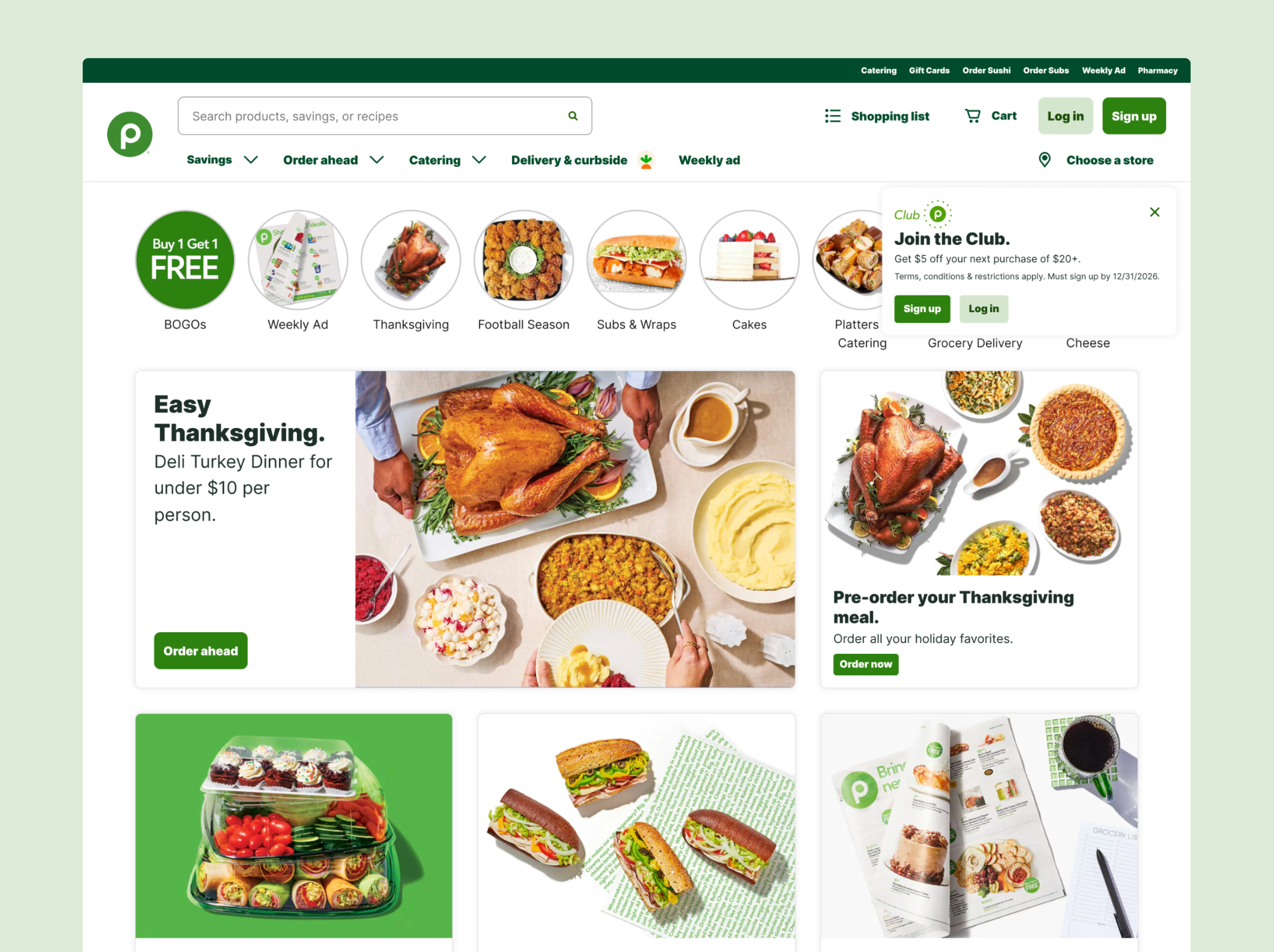 Homepage of Publix.com