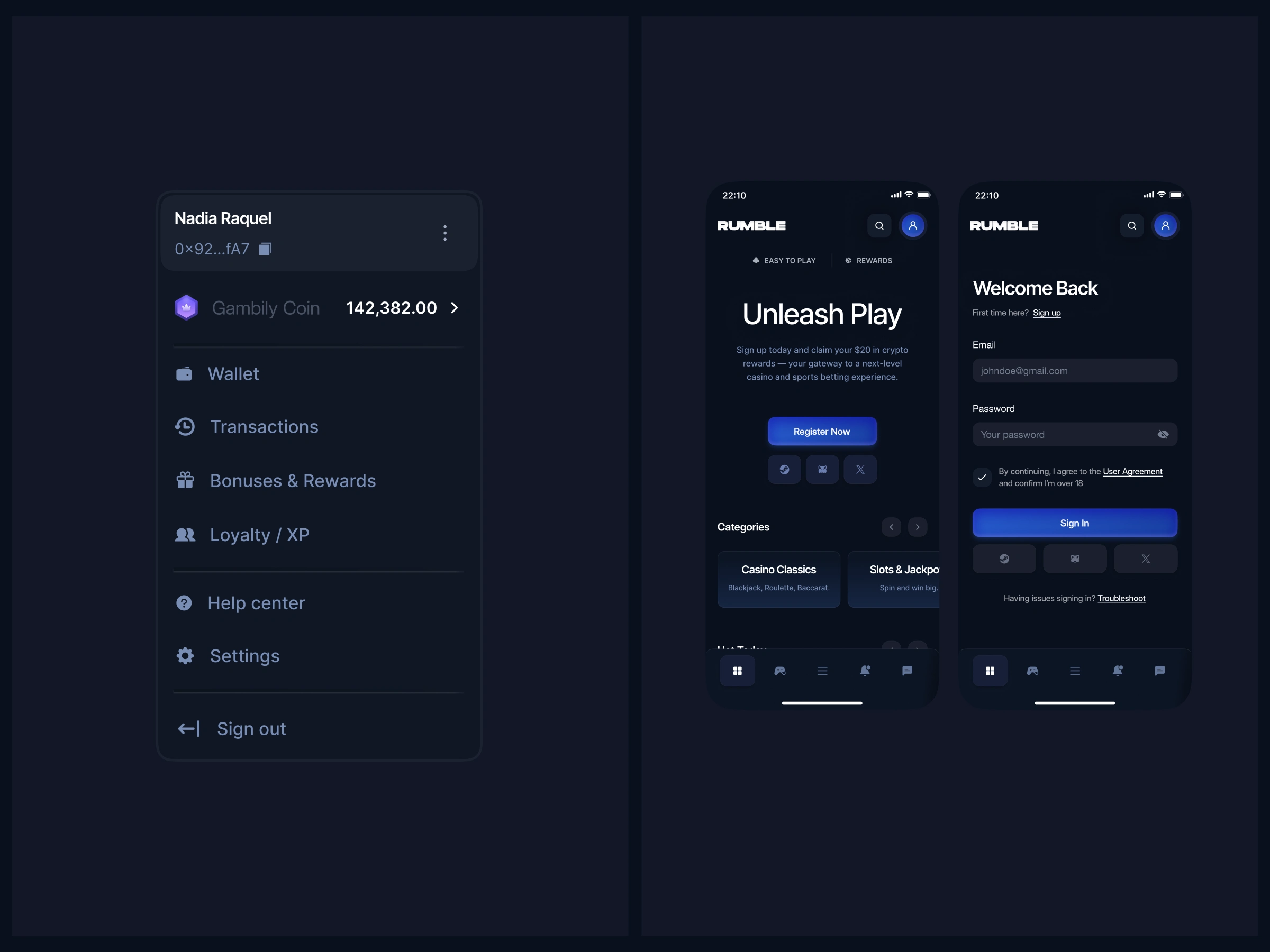 Sidebar and mobile views.