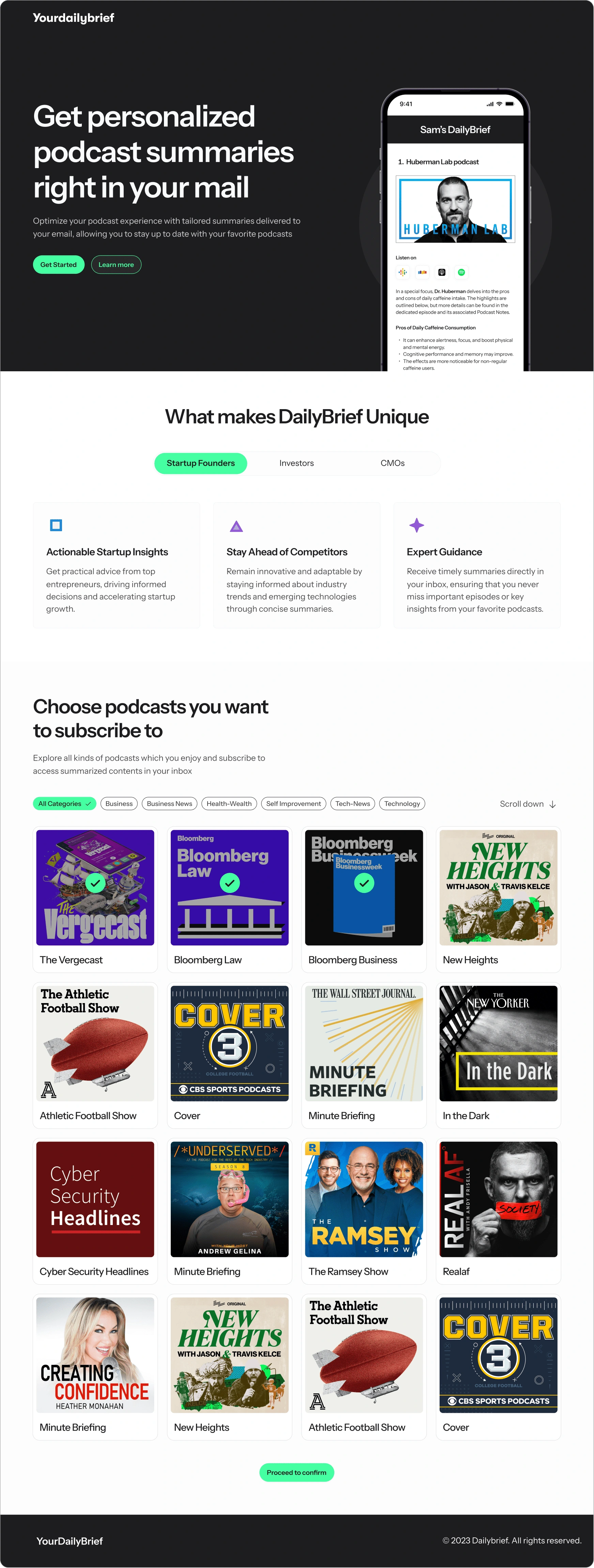 YourDaily Brief Landing Page