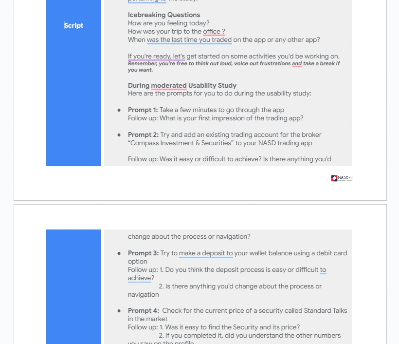 Script/Questions for Usability Study