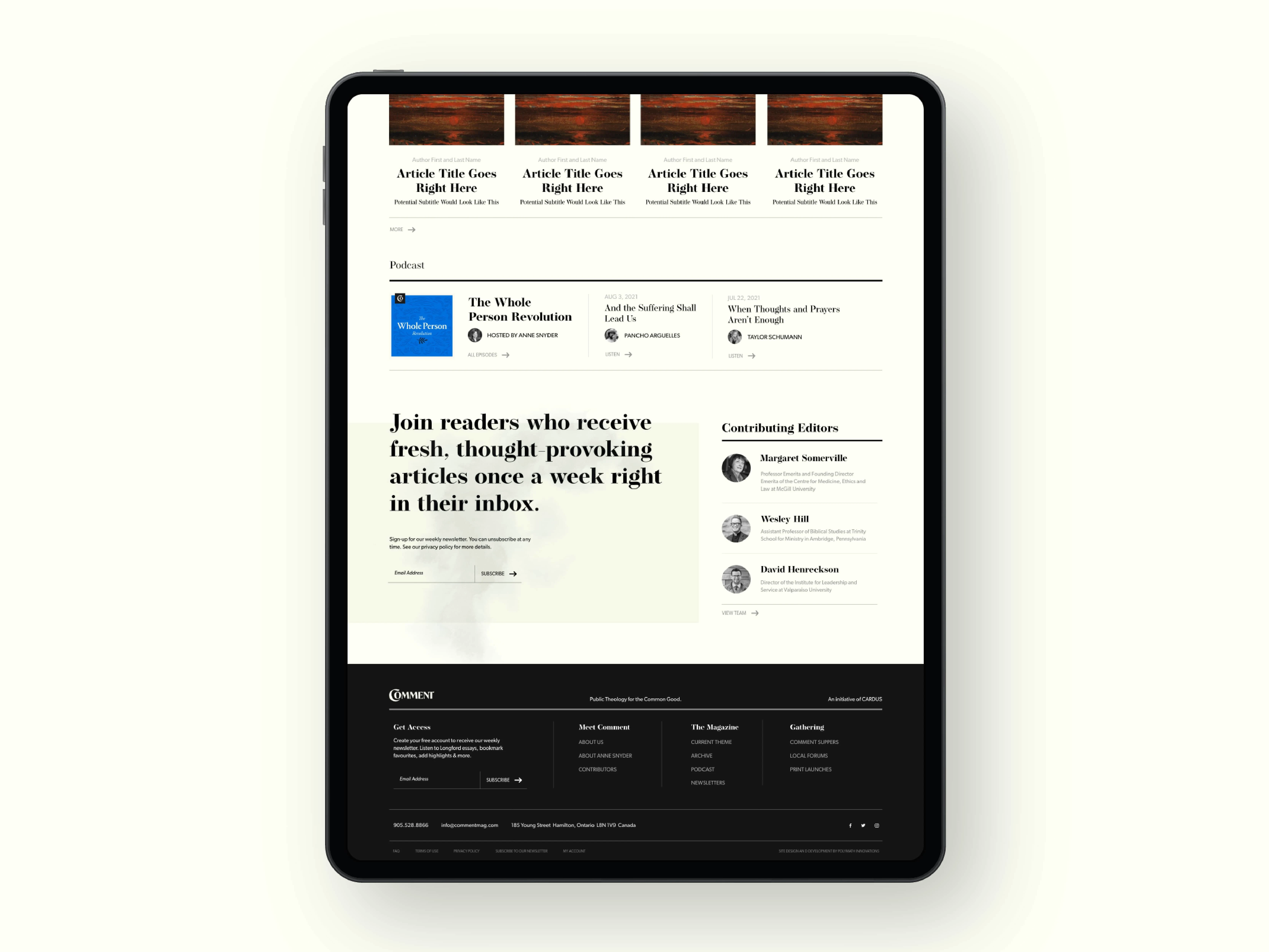 Additional Home page modules and footer design.